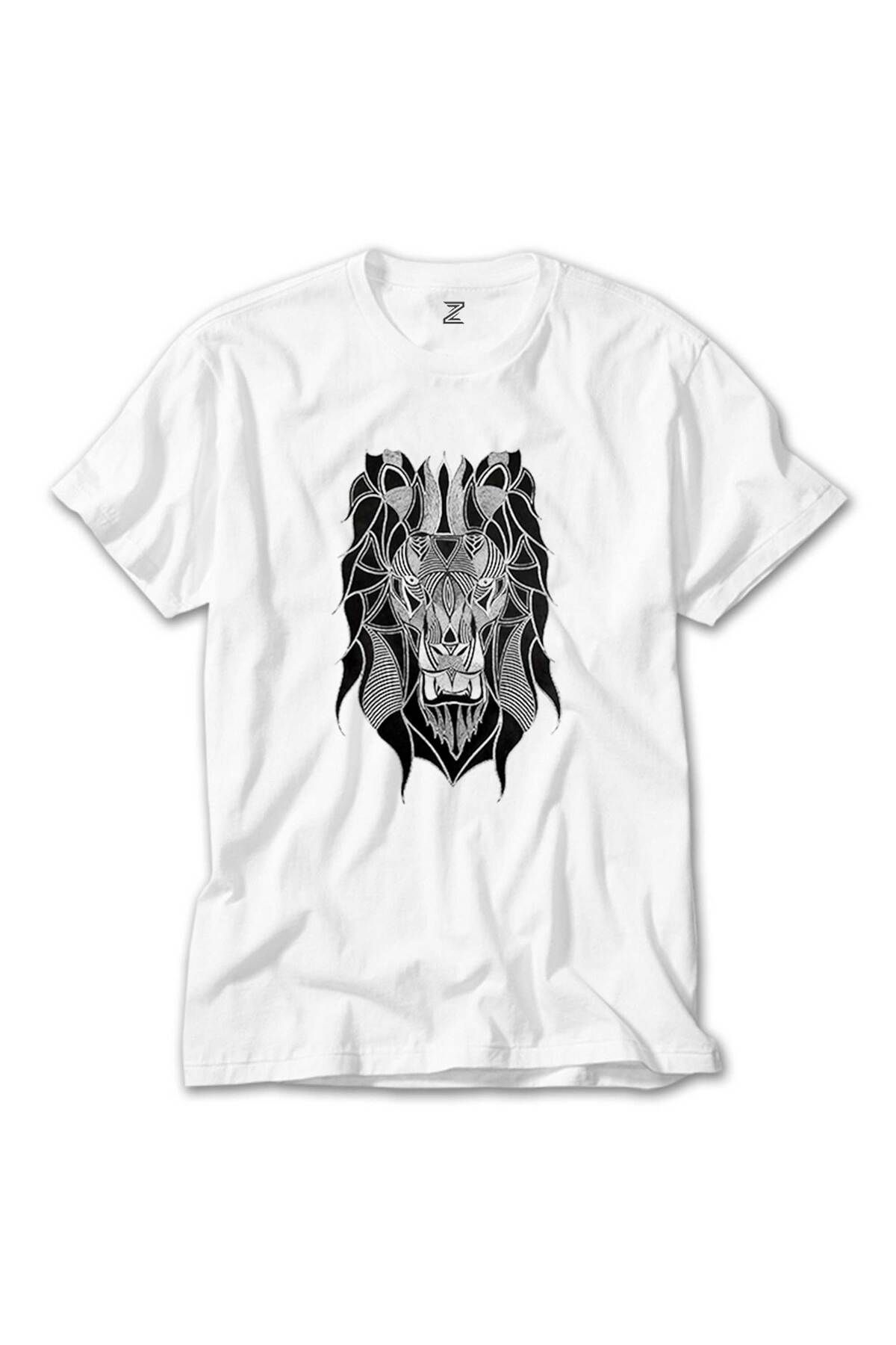WAKHA Lion Mozaik Beyaz Tişört