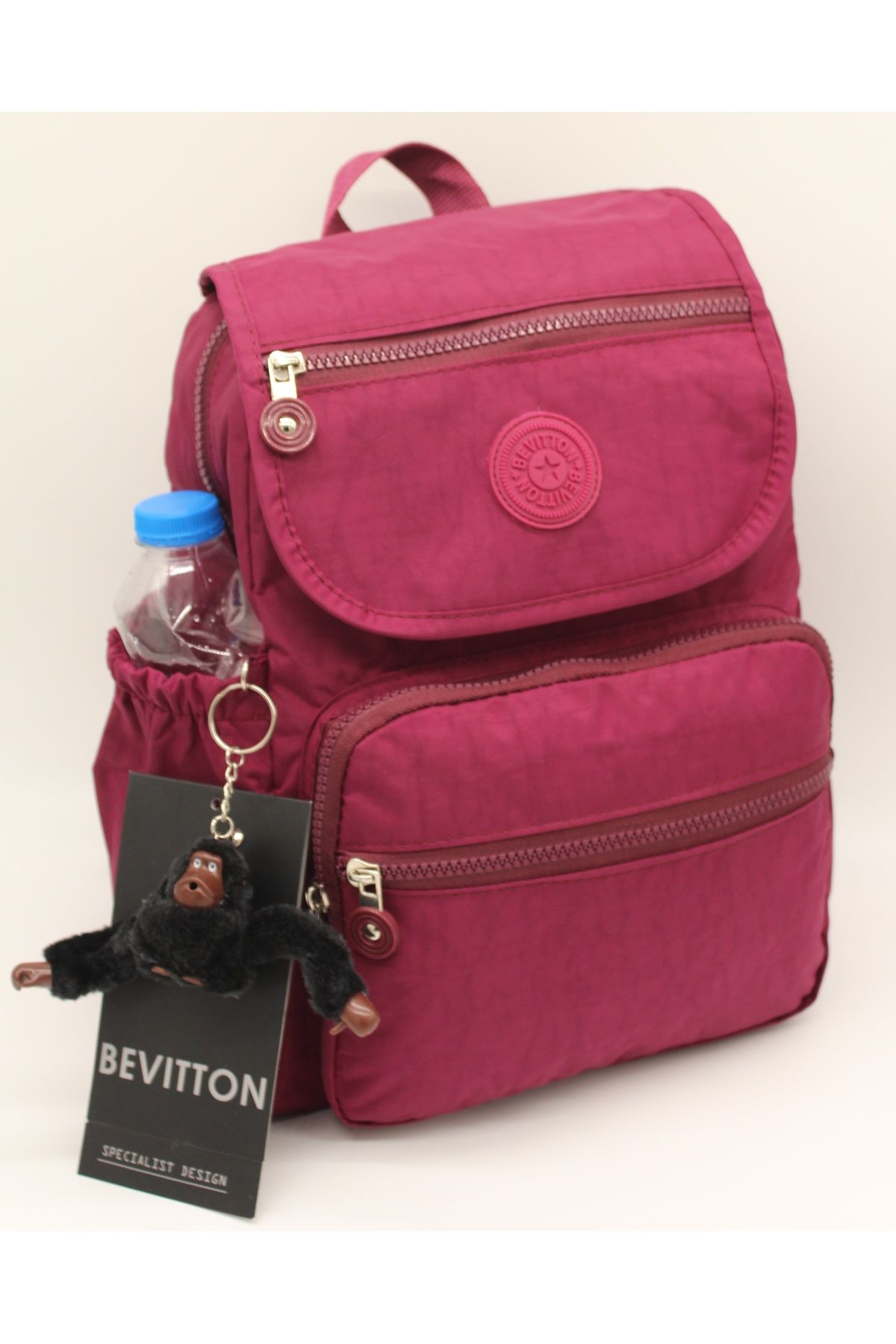 Bevitton-Academy Crinkle Waterproof Fabric Claret Red Backpack & School Bag 5200 1