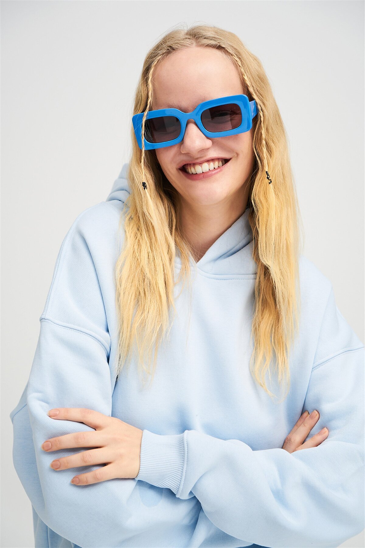 Co Trendiz Unisex Basic Sweatshirt Hoodie Açık Mavi görsel 6