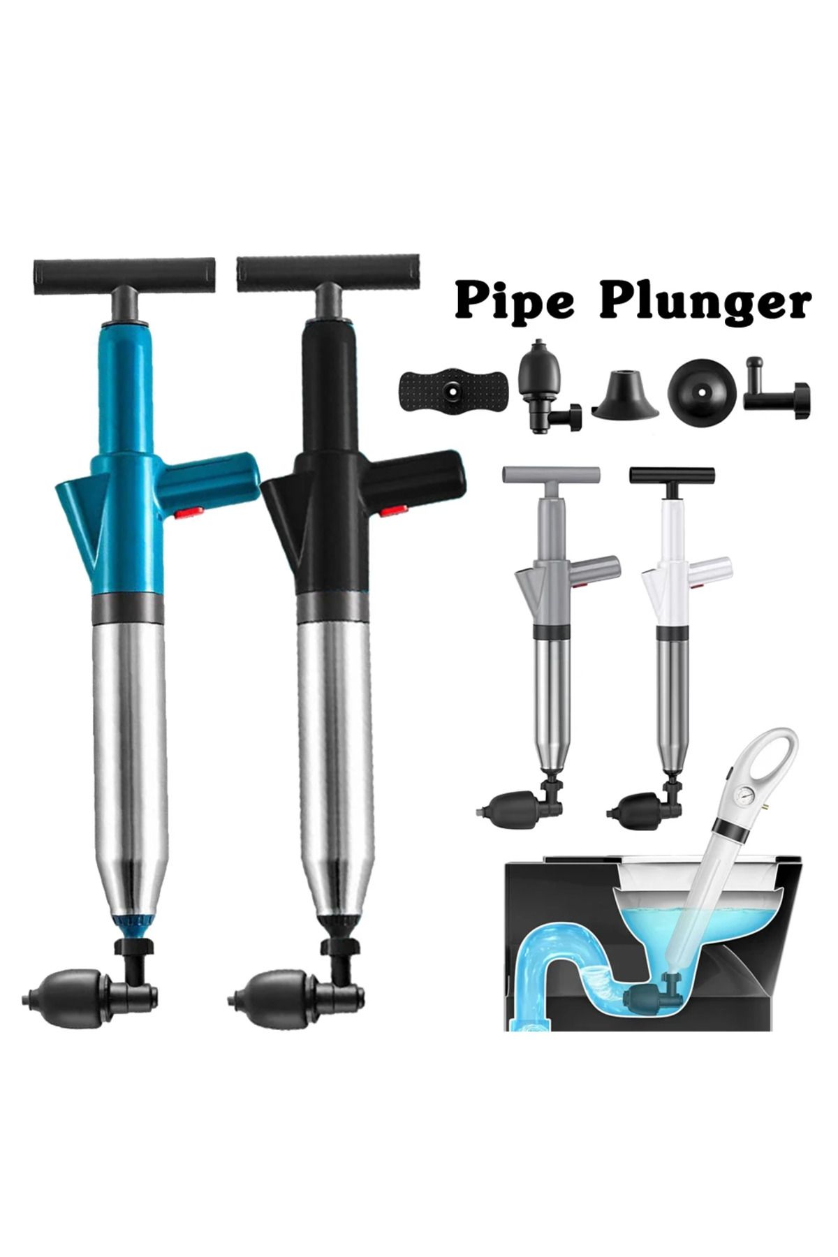 APWIKOGER-Toilet Clogged Unclogging Device Pipe Plunger High Pressure Drain Plunger Dredge Clog Bath Toilet... 2