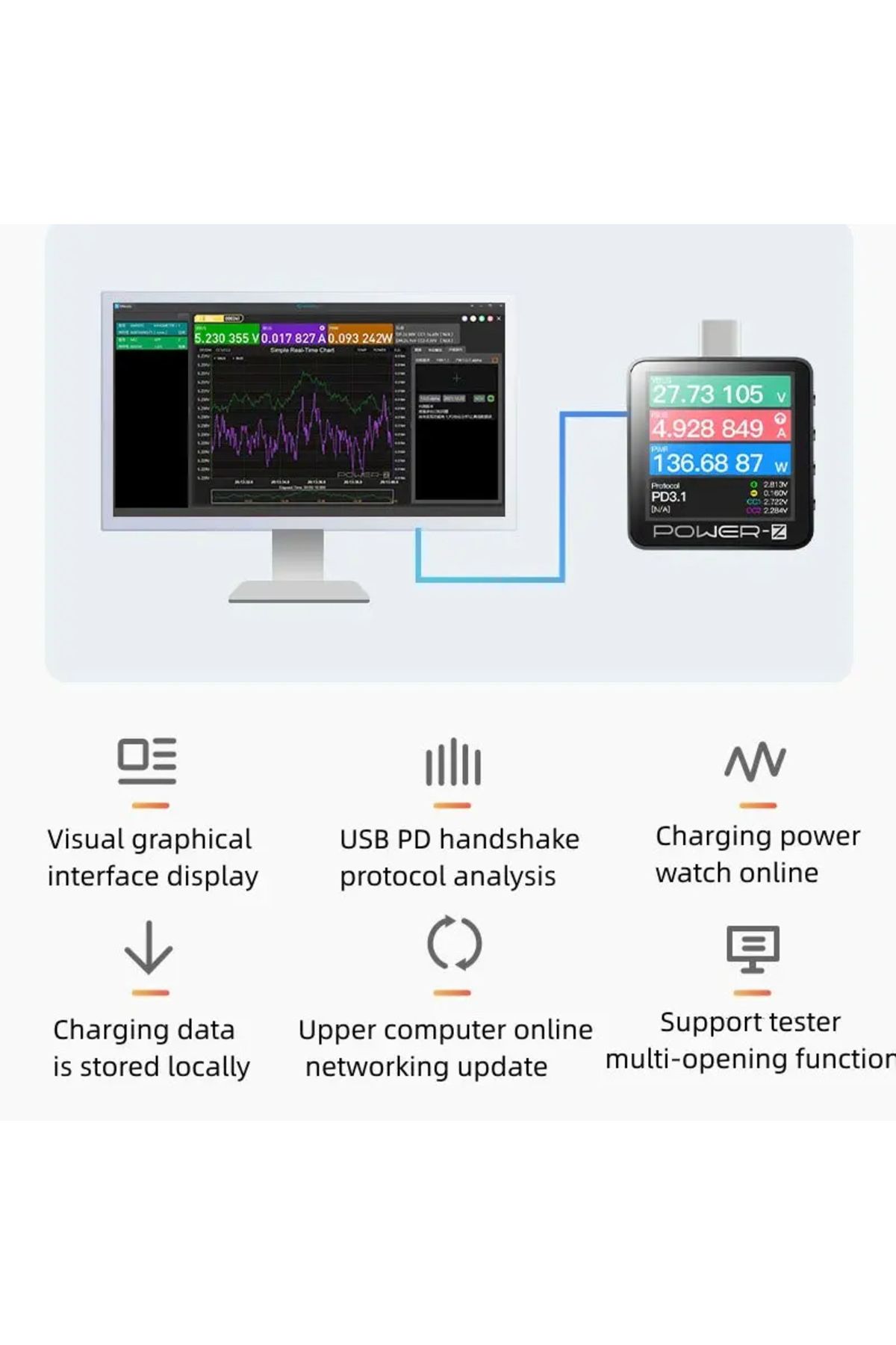 Choice-POWER-Z USB Tester KM003C KT002 Micro Digital Voltmeter QC5.0/PD3.1 Voltage Current Power Detecto... 5