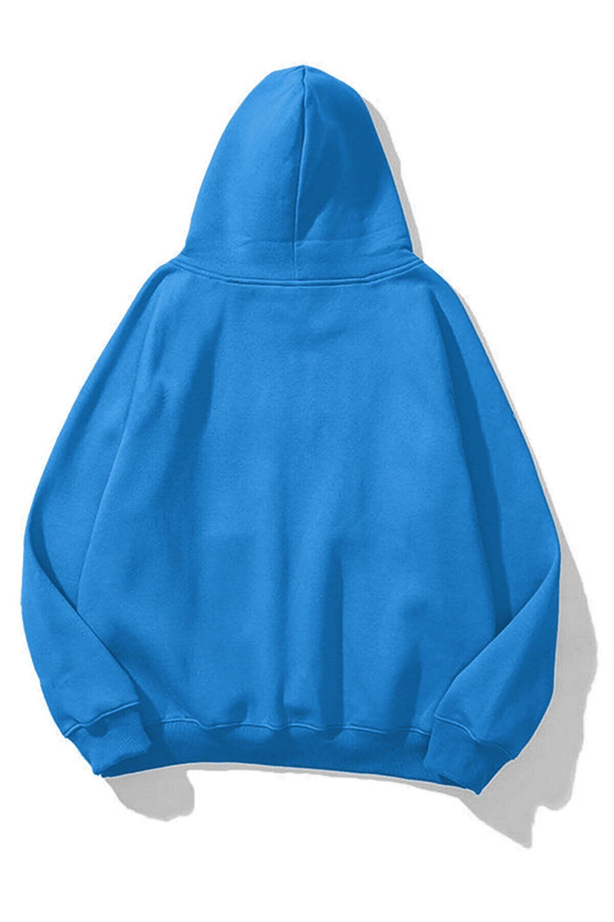 Trendiz-Unisex Soft Blue Basic Sweatshirt Hoodie 2