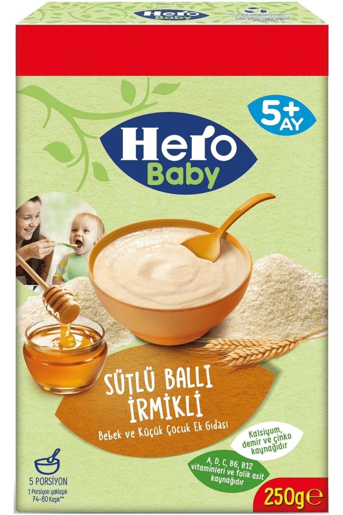 Hero Baby Spoon Food 250GR Milky Fruit - سیب 8 دانه - سمولینا عسل +4 جار غذا