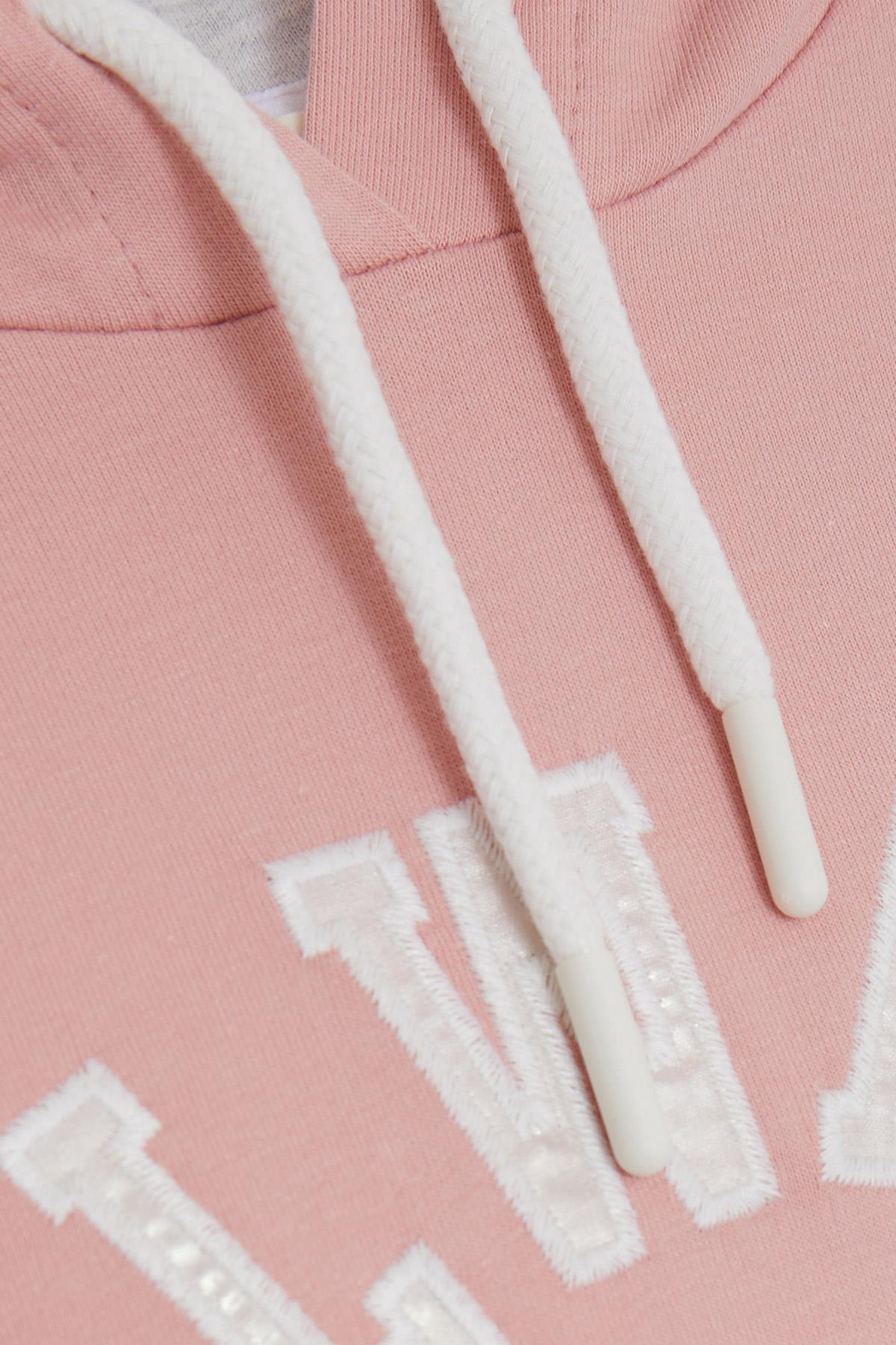 Breeze Kız Çocuk Sweatshirt Pullu Simli Gülenyüz Baskılı 4-9 Yaş, Gülkurusu fotoğrafı 3 (önizleme)