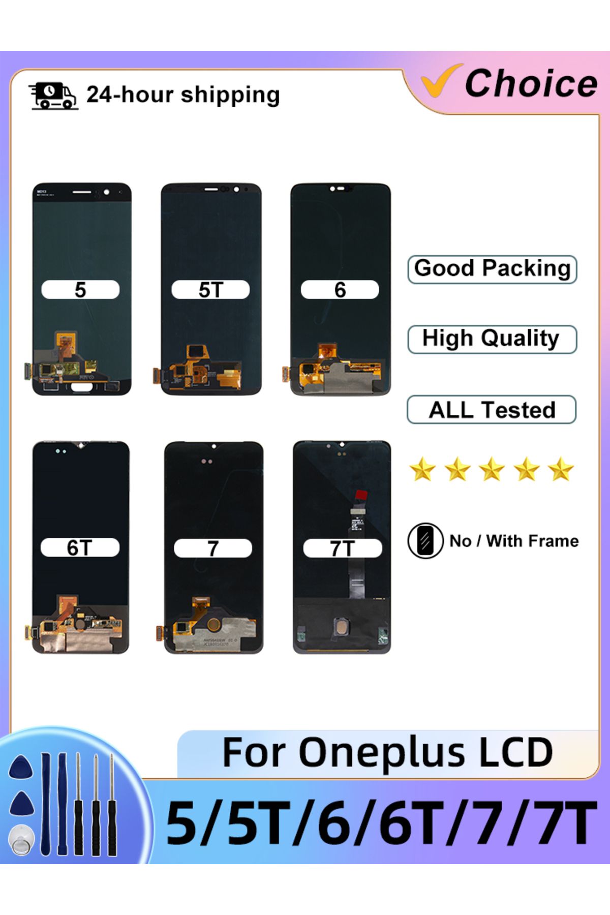 Choice-AMOLED 1+ 6 LCD For Oneplus 5 5T 6 Display 6T 7 Pro 7T Touch Screen Digitizer For Oneplus 5T LCD ... 7