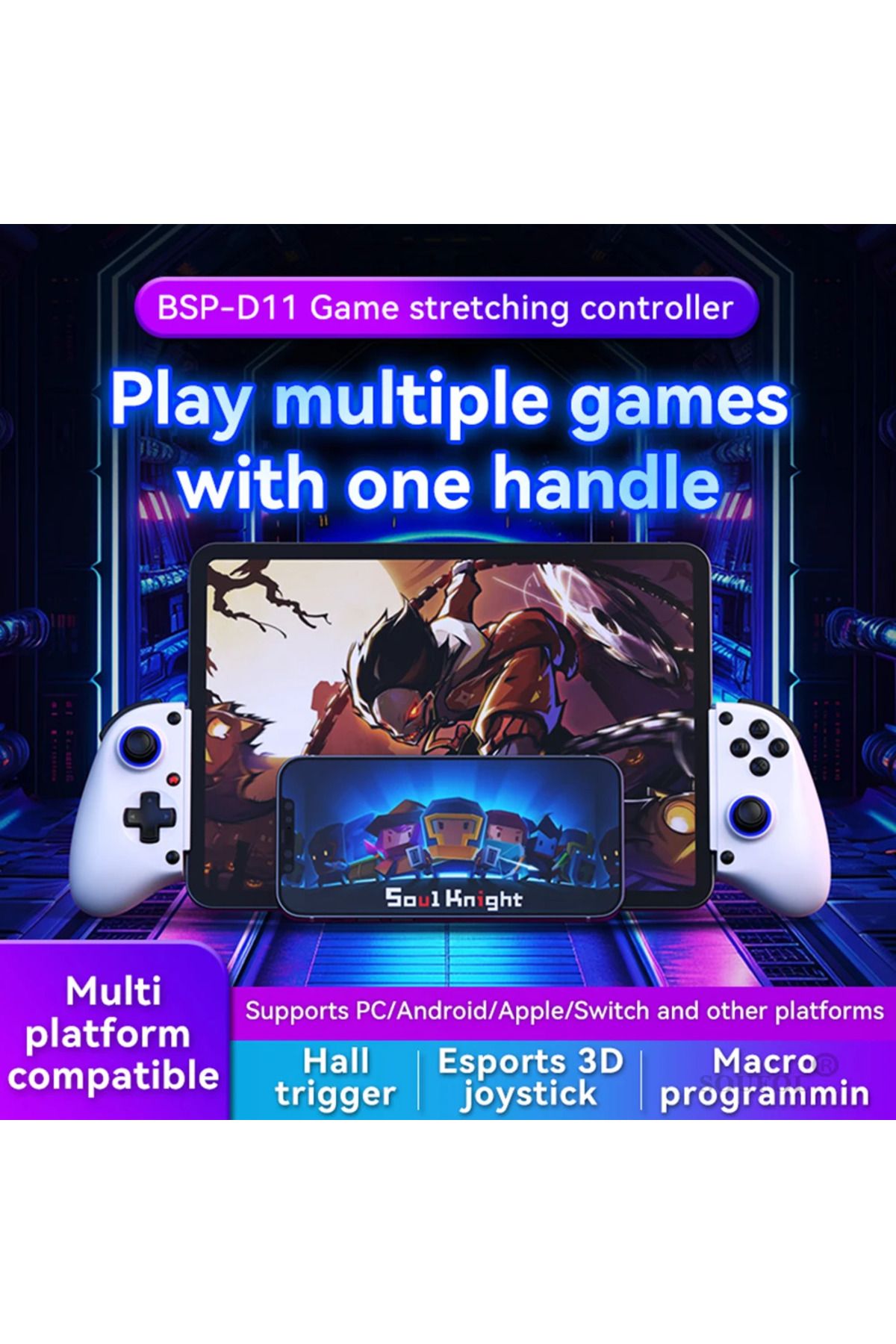 Choice-BSP D11 Telescopic Game Controller Mobile Phone Gamepad with Turbo/6-axis Gyro/Vibration for Andr... 3