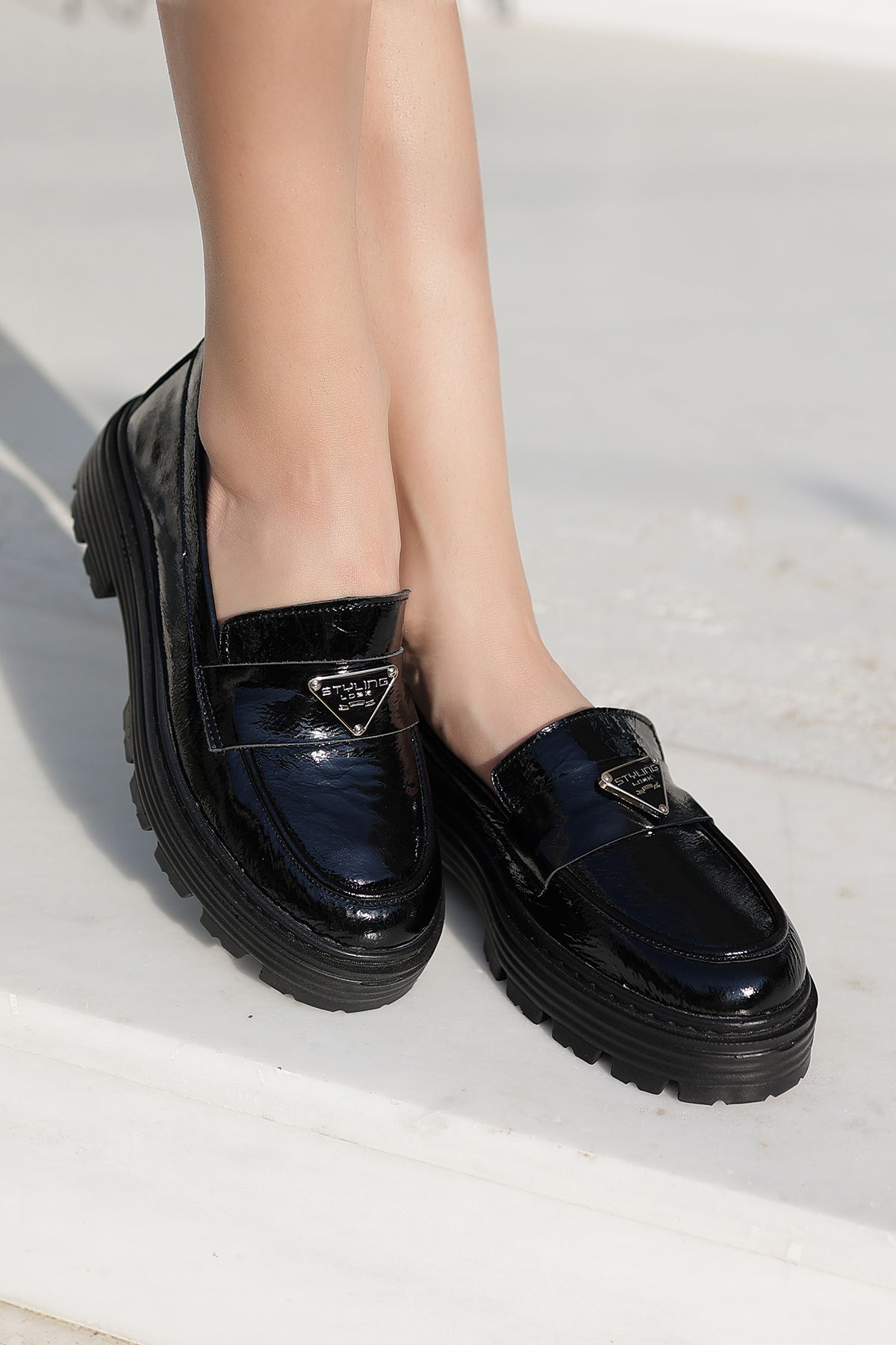 Lizzu Liora Piele Lacuita Neagra - Pantofi Ocazional Dama Piele