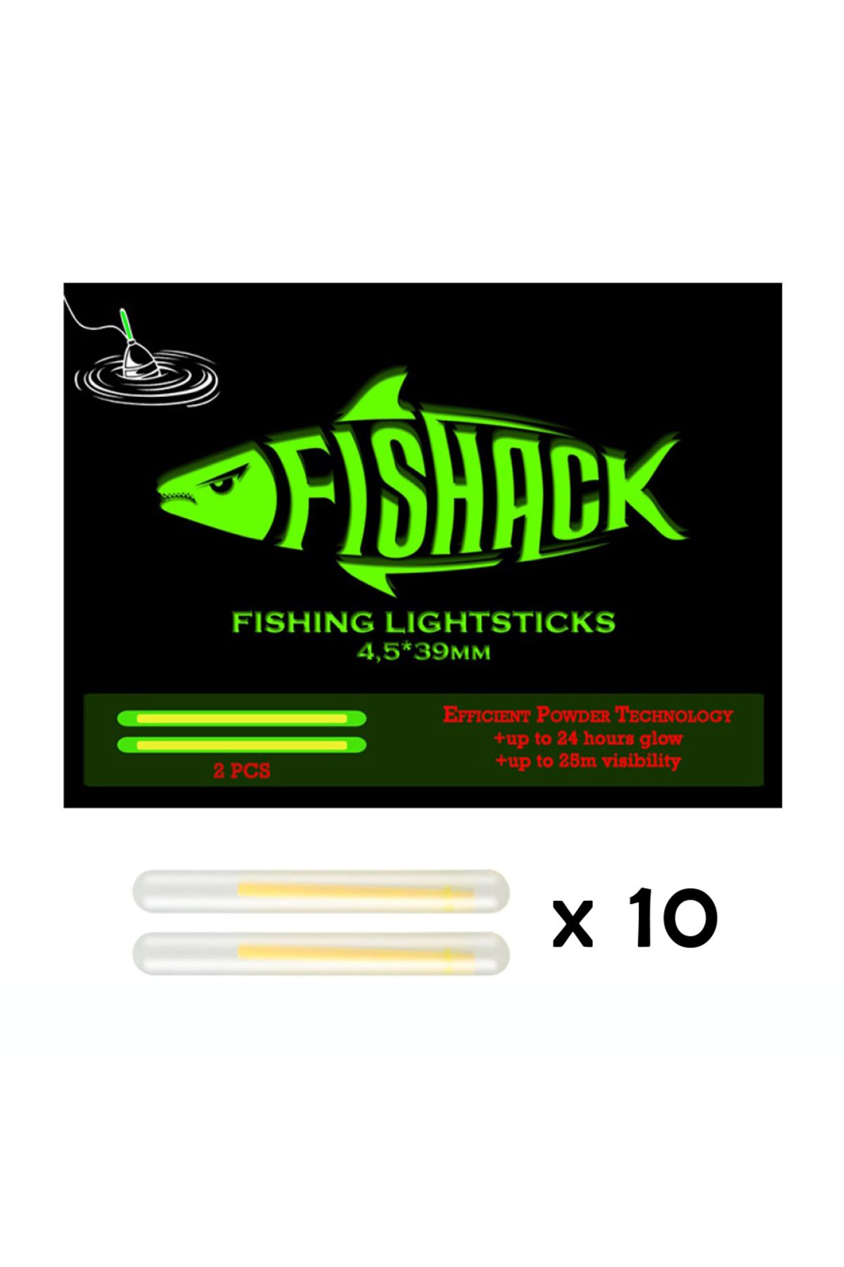 Fishack Powder Balıkçı Fosfor Çiftli 45*39mm 10'lu