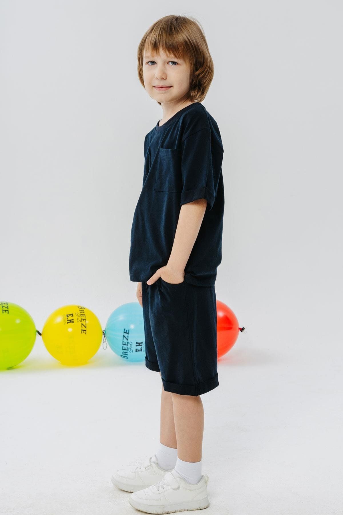 Breeze-3-7 Years Boy's Shorts Set - Pocketed, Navy Blue 2