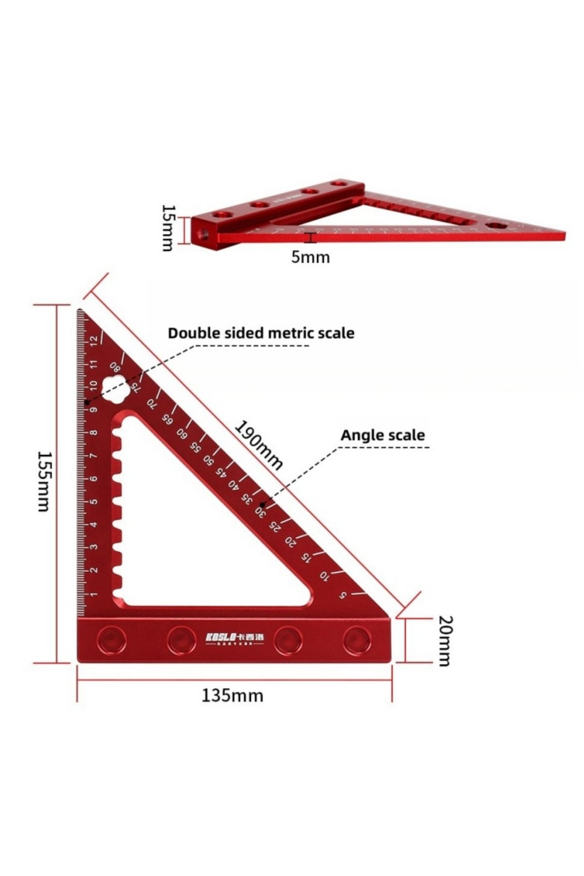 FNICEL-Precision Triangle Angle Protractor Layout Measurement Ruler, 45/90 Degree Right Angle Carpentry ... 4