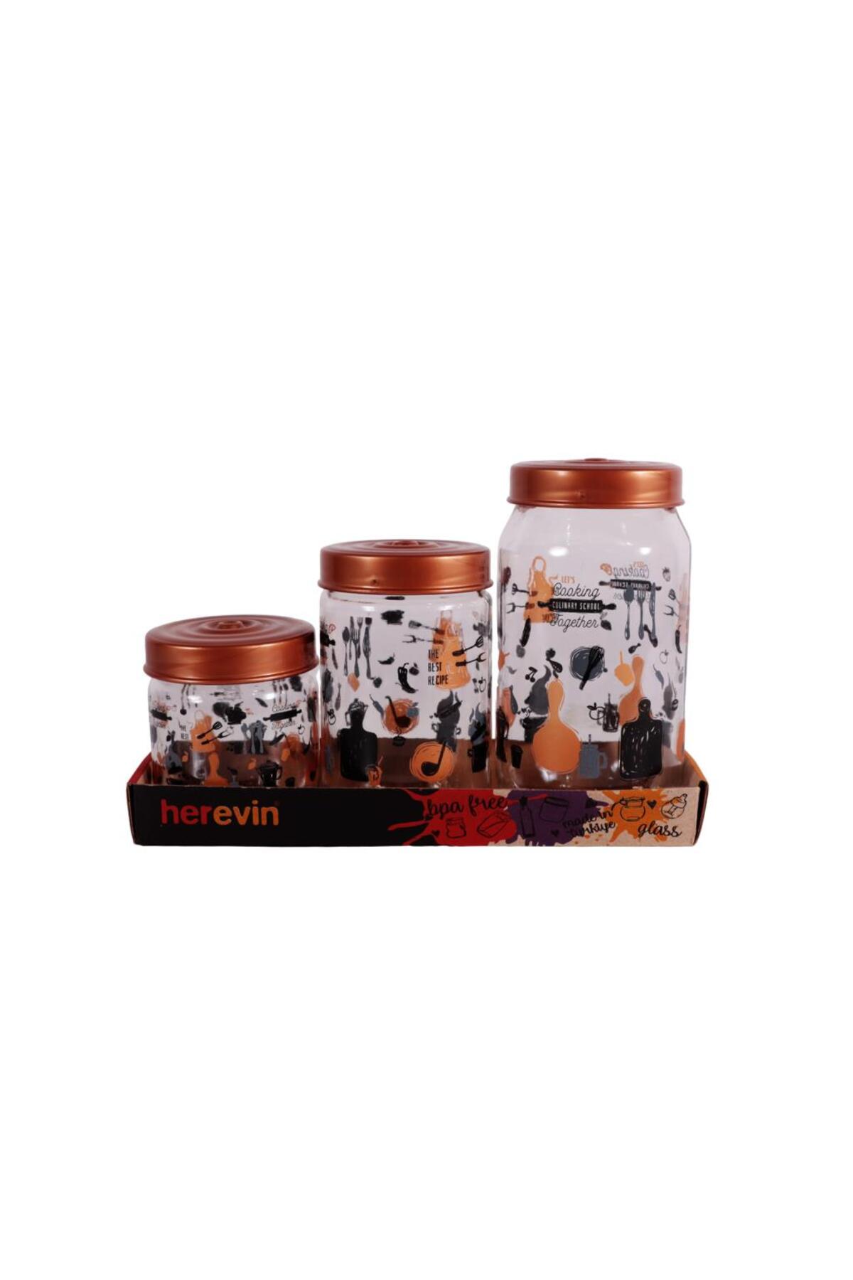 Herevin 139357-810 Desenli Kavanoz Seti 3'lü (425-660-1000 ML