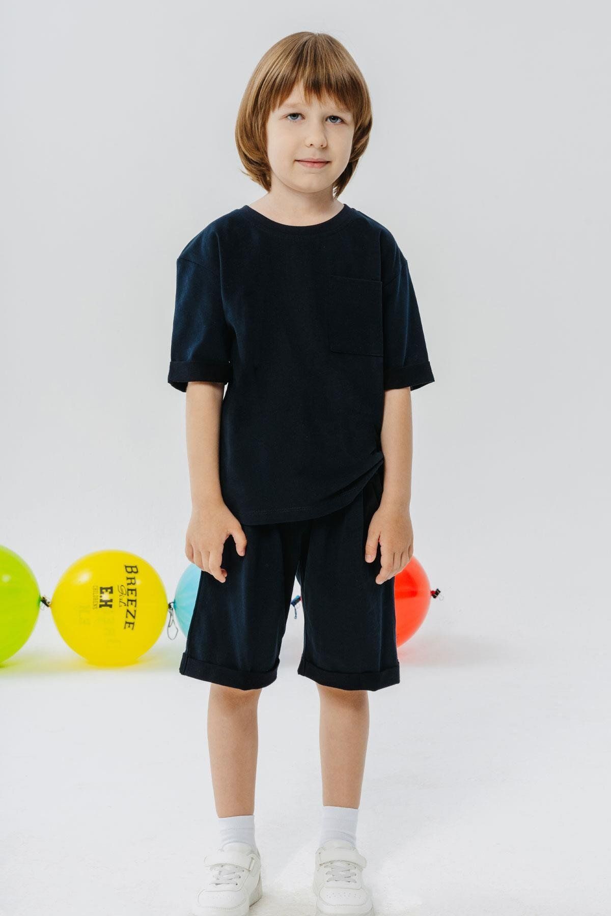 Breeze-3-7 Years Boy's Shorts Set - Pocketed, Navy Blue 1