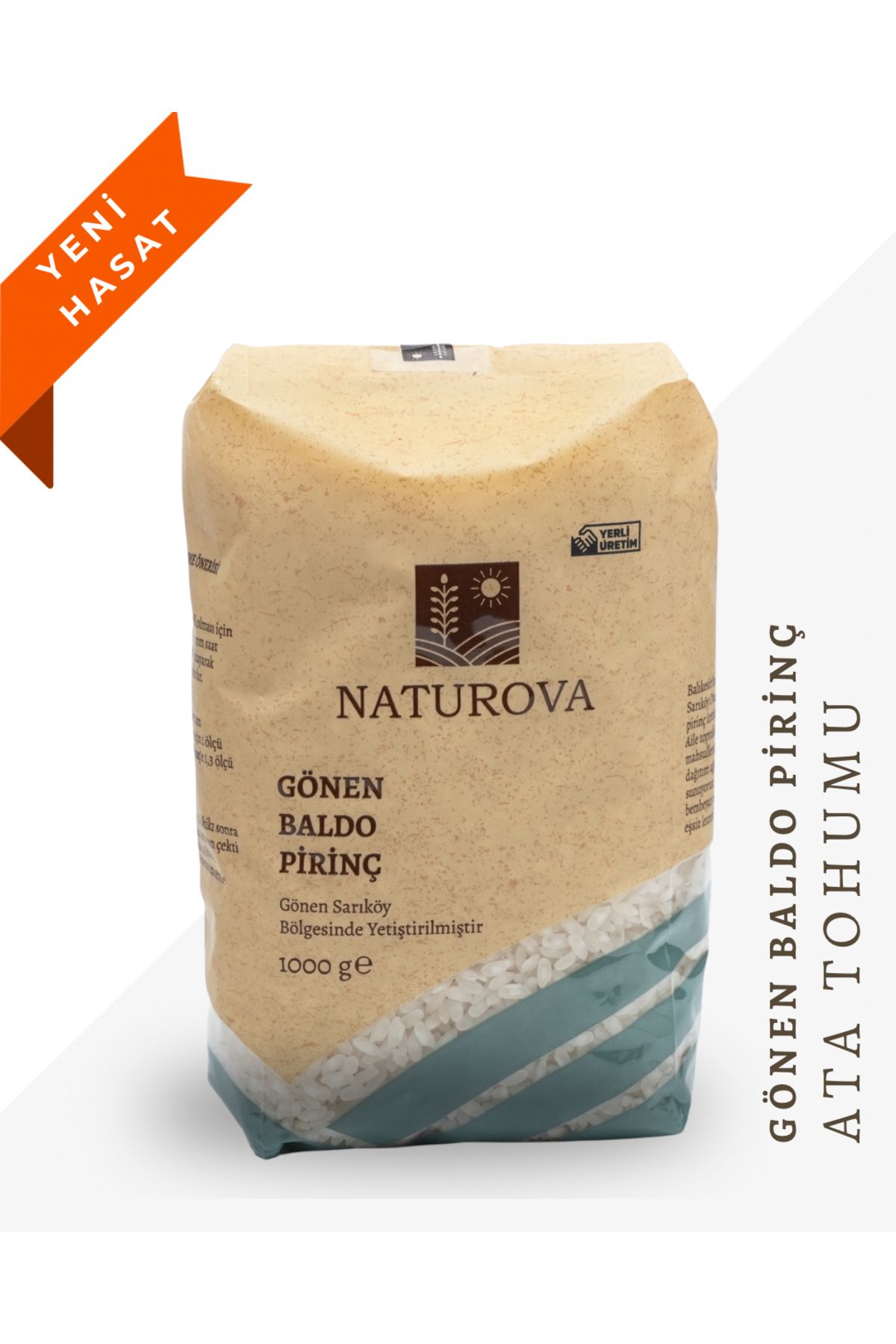 NATUROVA Gönen Baldo Pirinç 1 Kg - Doğal Tarım, Yerli Tohum