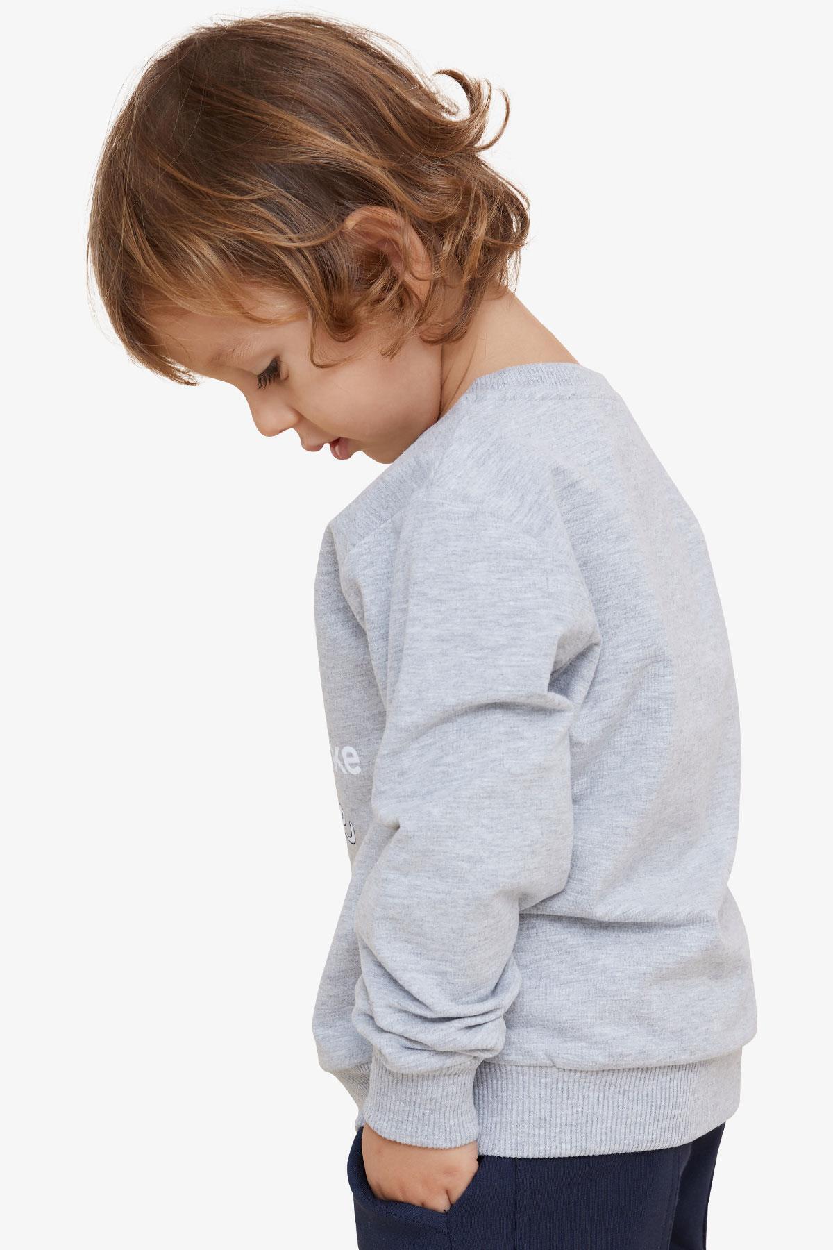 Breeze Girls & Boys Erkek Çocuk Sweatshirt Yazı Baskılı 2-6 Yaş, Açık Gri Melanj fotoğrafı 3 (önizleme)