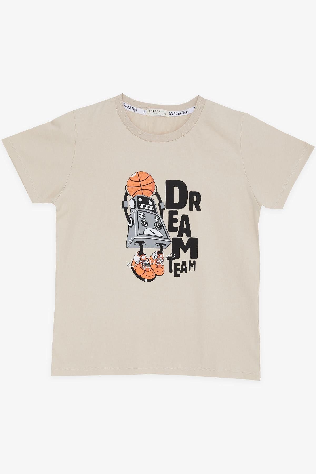 Breeze-Girls & Boys Boys T-Shirt Dream Team Themed Basketball Player Robot Printed Age 4-8, Beige 1