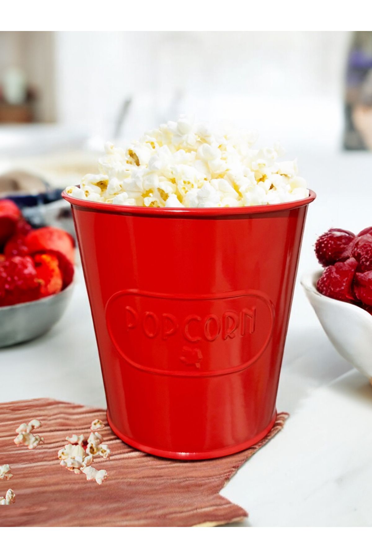 EVSTYLE-3-Piece Red Popcon Bucket - Embossed Self Patterned 2