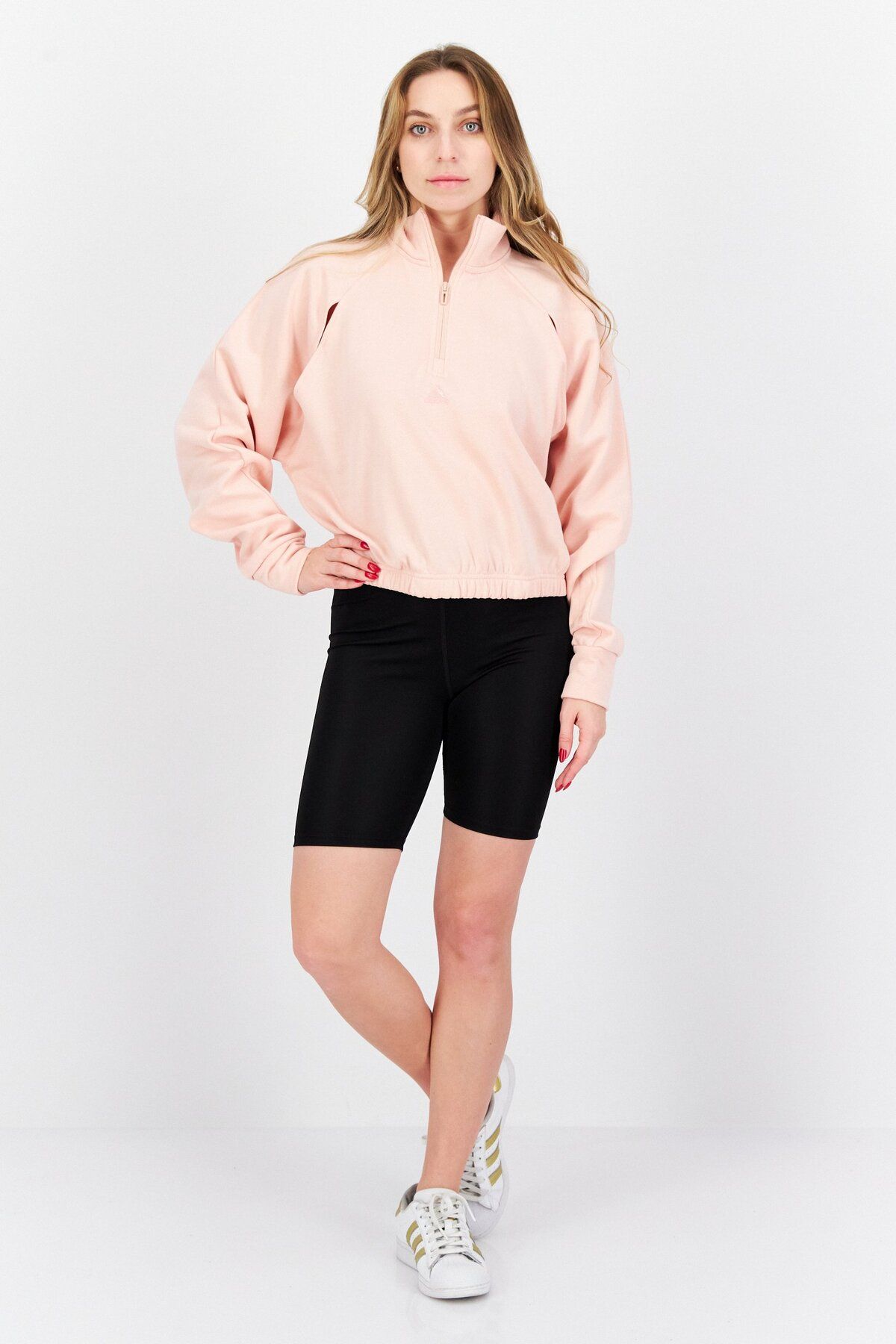 adidas-Women Sportswear Fit Long Sleeve Outdoor Sweatshirt, Pink 4