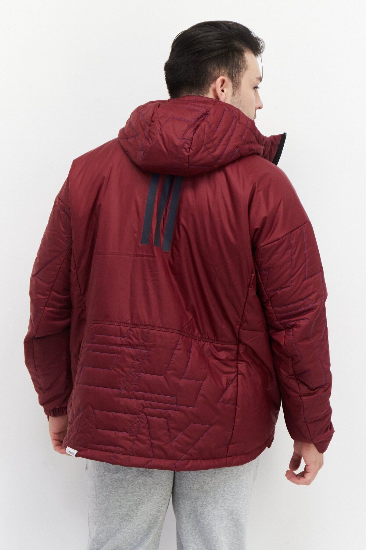 adidas-Men Sportswear Fit Terrex Primaloft Hooded Padded Hiking Jacket, Maroon 3