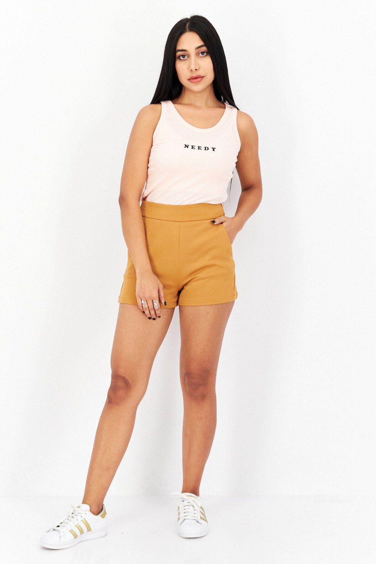NaaNaa-Women Plain Basic Short, Dark Tan 3