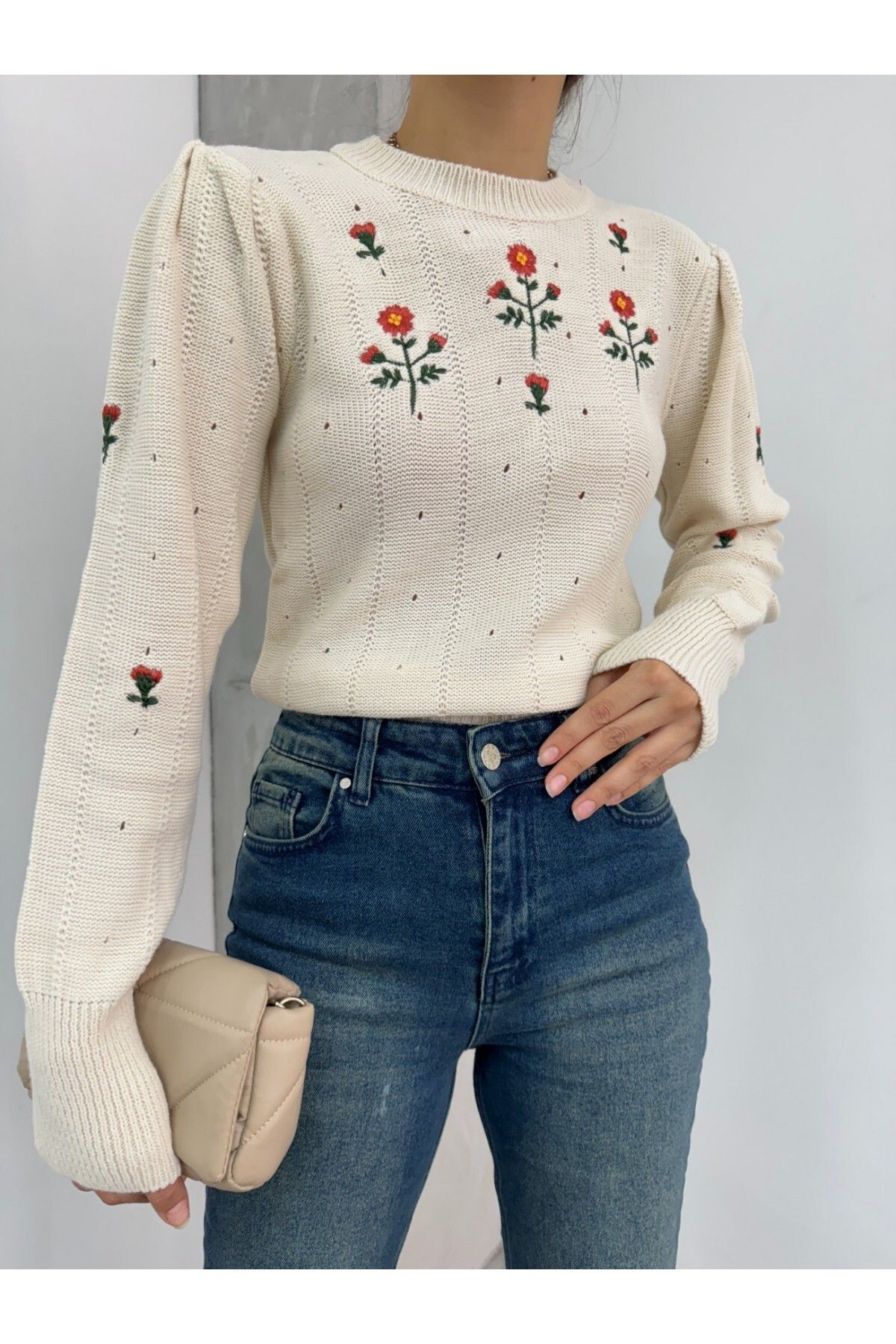 Modamorfo-Embroidered Shoulder Detailed Knitwear Sweater 2