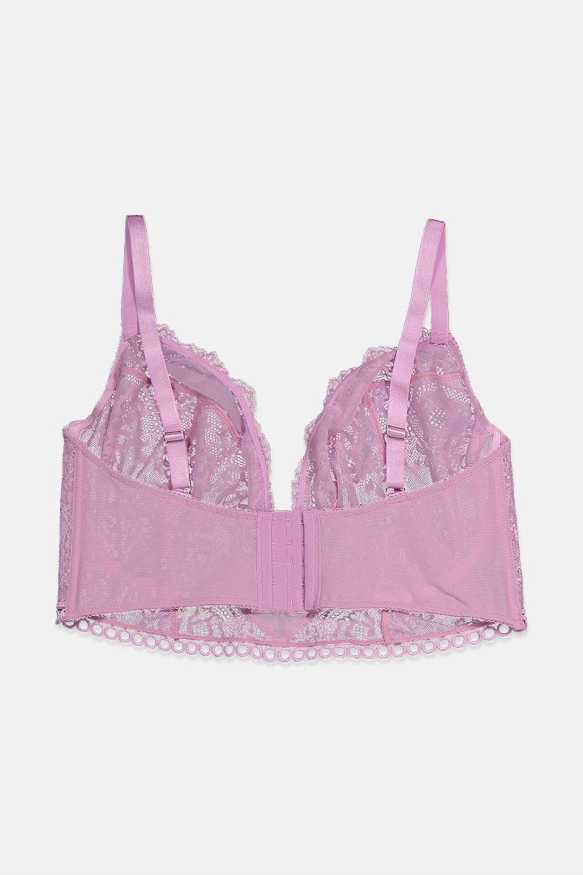 Asos Design-Women Lace Underwired Trim Corset Bra, Pink 2