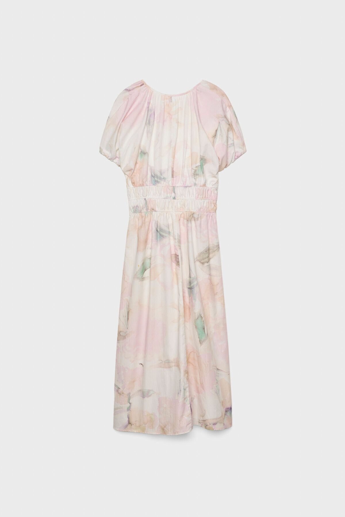 Stradivarius-Floral print puff midi dress 6