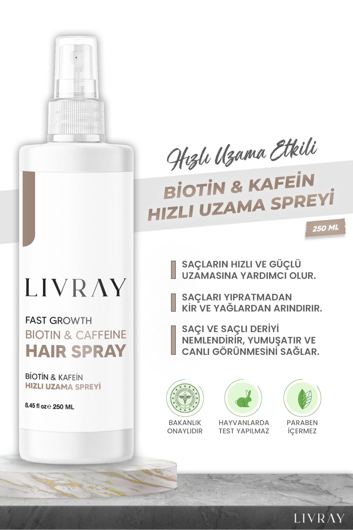 Livray Fast Growth Hair Spray - Hızlı Uzama Spreyi (250 ML)