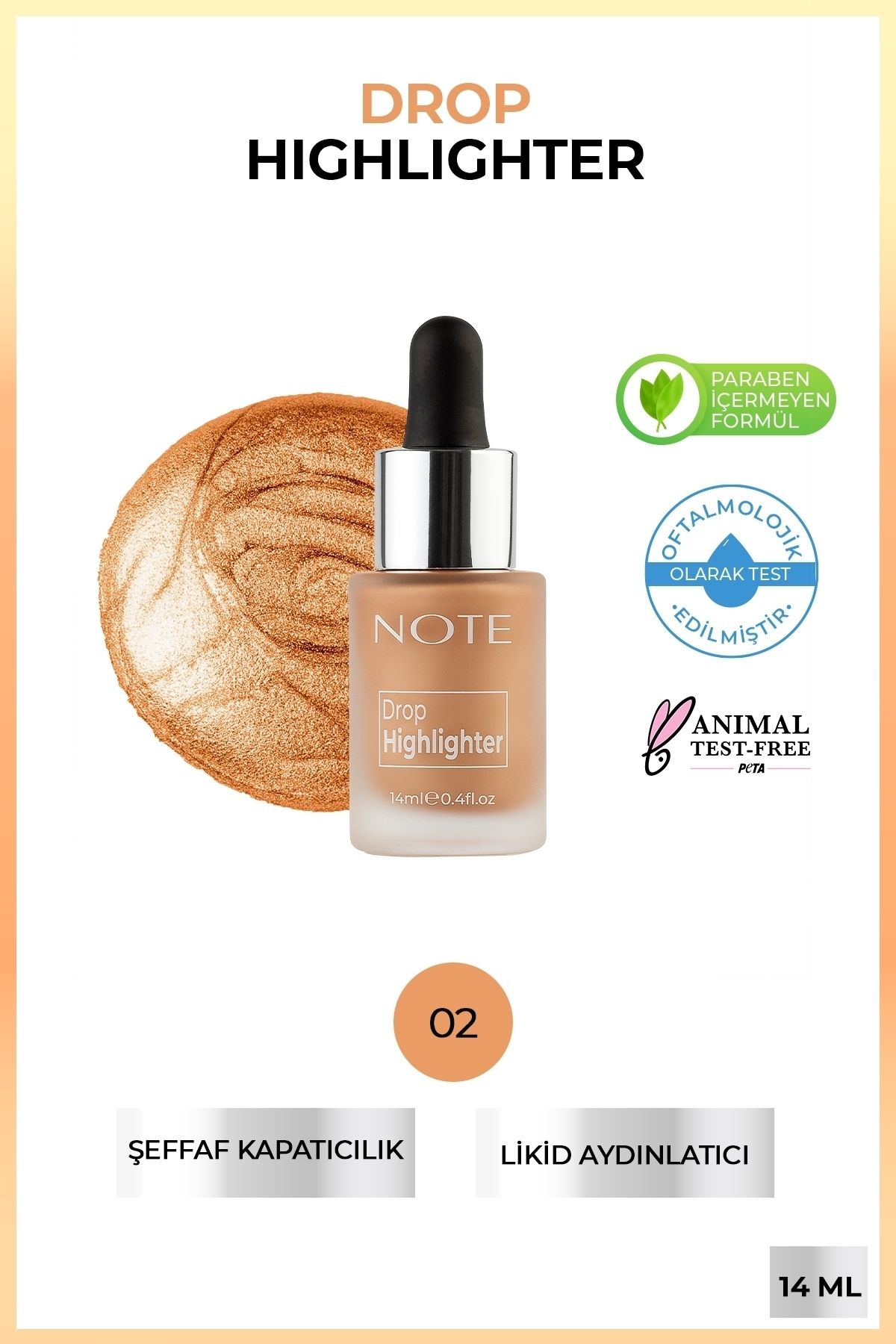 Cosmetic - Drop Highlighter 02- Charming Desert Likit Aydınlatıcı Kuattoprof - 1