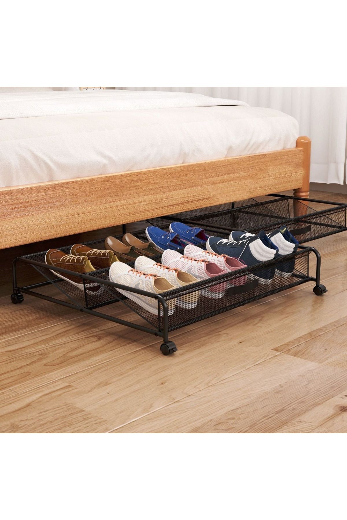 Choice-Storage Shoe Rack Carbon Steel Roller Shoes Organization Bed Bottom Storage Boxes Space-Saving Mu... 4