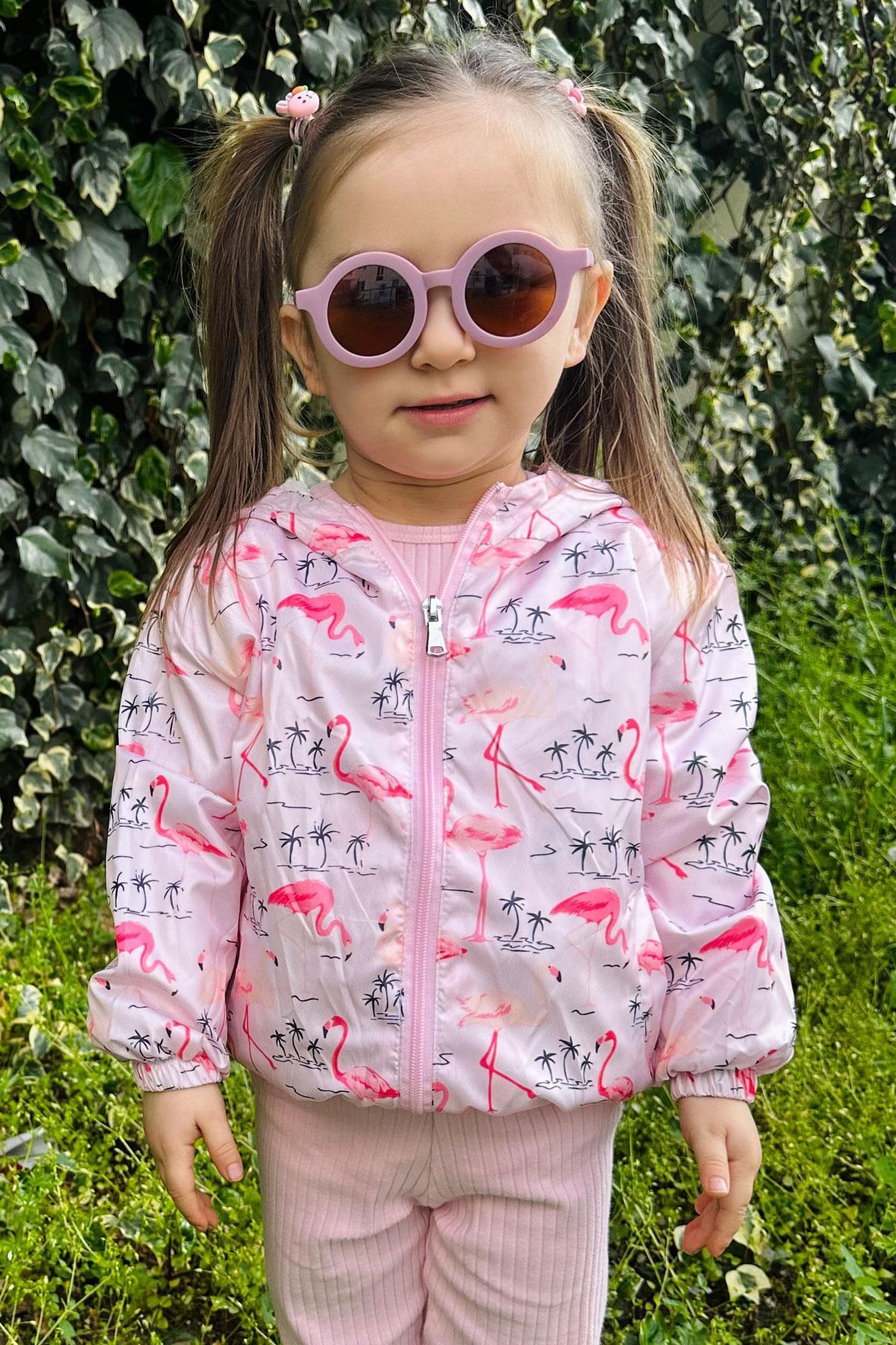 Breeze Kız Çocuk Yağmurluk Sevimli Flamingo Desenli 1-5 Yaş, Pudra fotoğrafı 2 (önizleme)