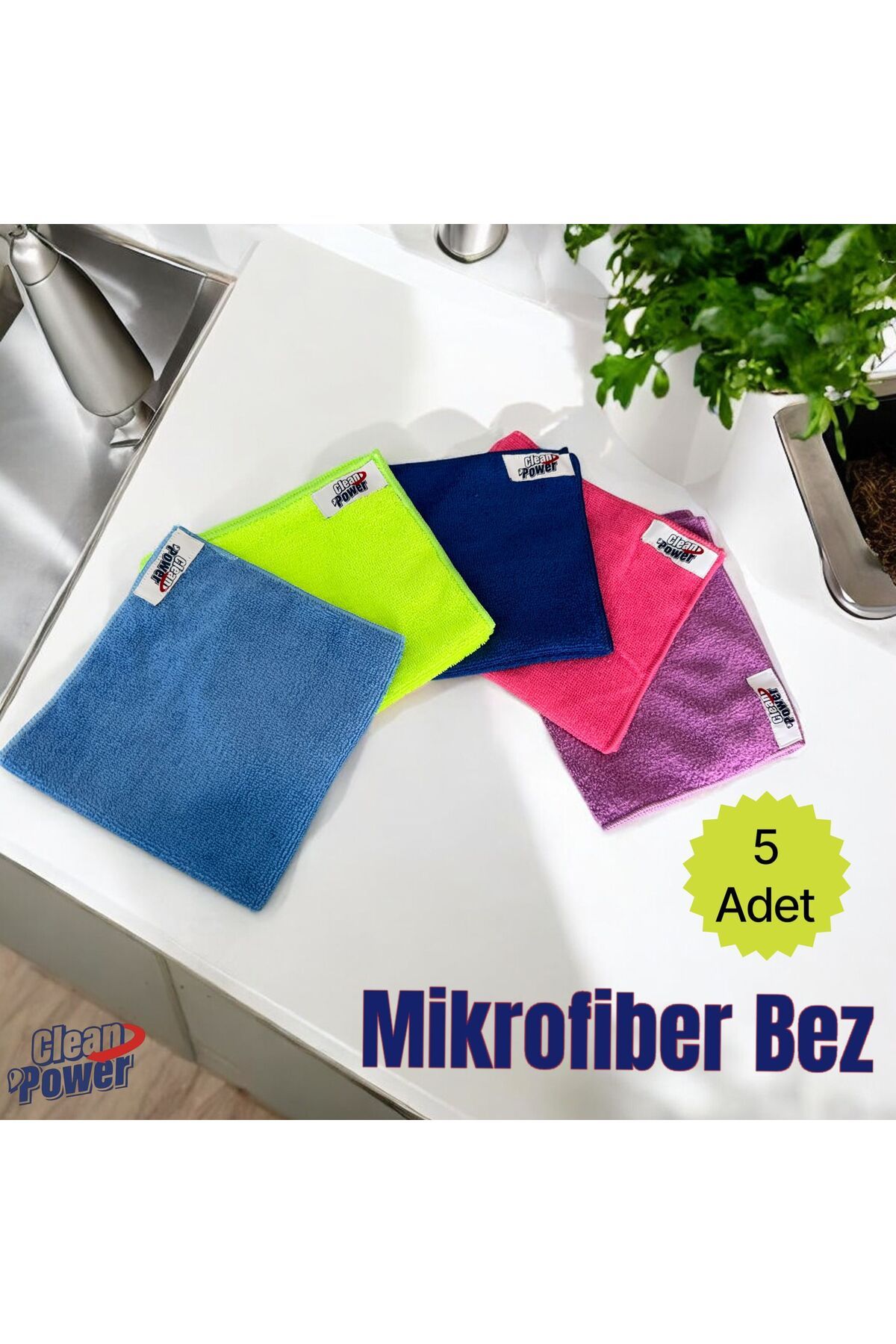 renkli Mikrofiber Çok Amaçlı Temizlik Bezi - 5'li Set - 40 X 40 Cm