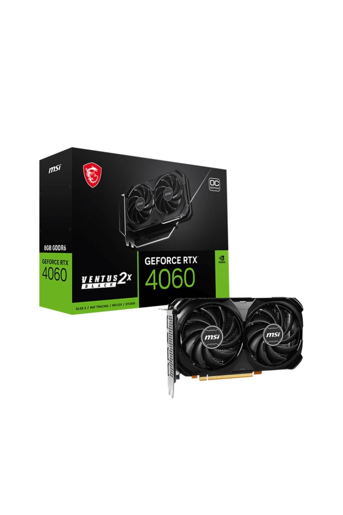 MSI Geforce Rtx 4060 Ventus 2x Black 8g Oc Gddr6 128bit Dx12 Dlss 3 Gaming (OYUNCU) Ekran Kartı