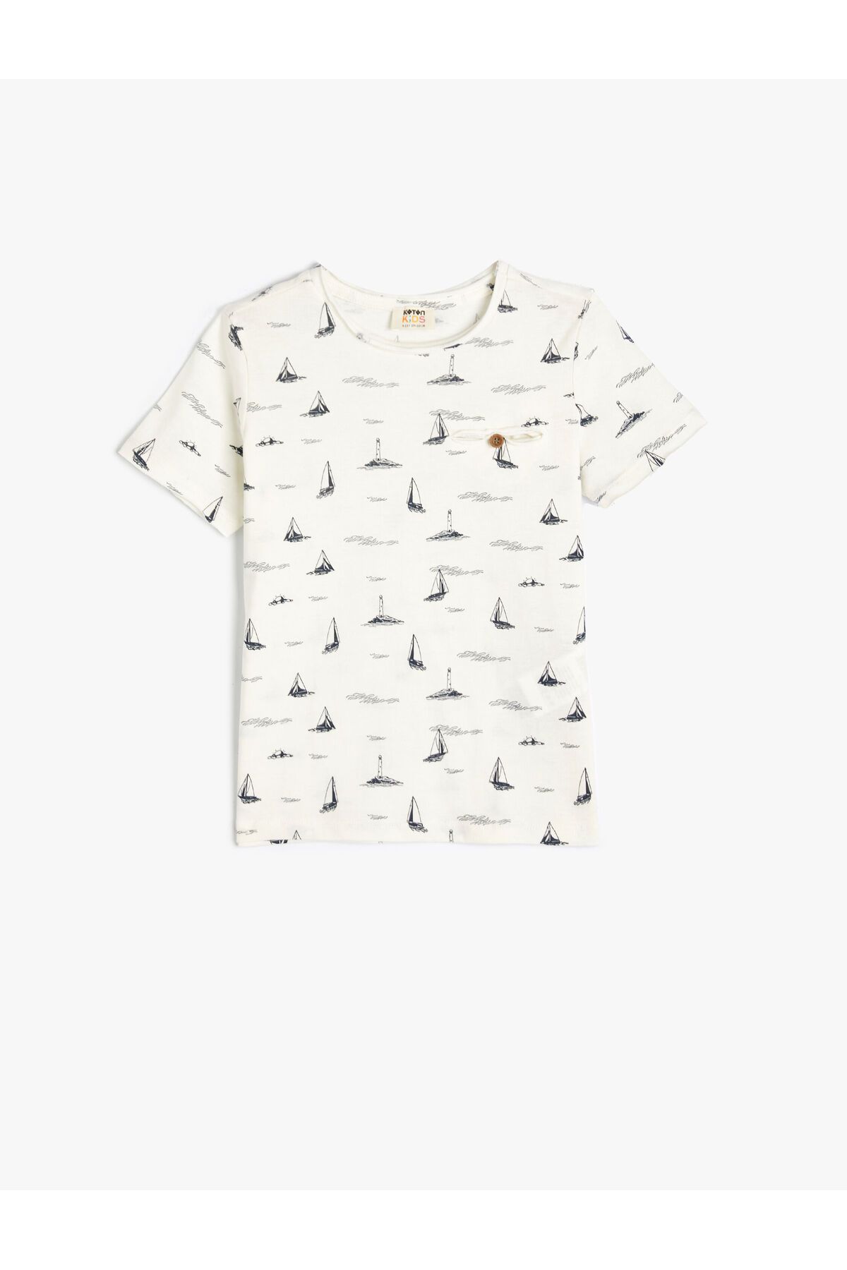 Koton T-shirt Z Krótkim Rękawem I Okrągłym Dekoltem, Z Nadrukiem, Bawełniany Mężczyzna - 7–8 years