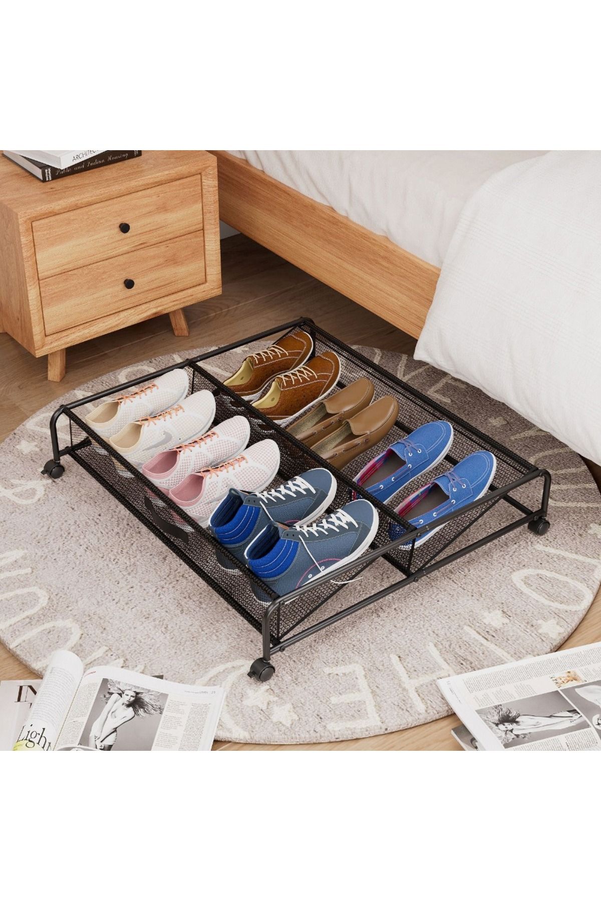 Choice-Storage Shoe Rack Carbon Steel Roller Shoes Organization Bed Bottom Storage Boxes Space-Saving Mu... 3