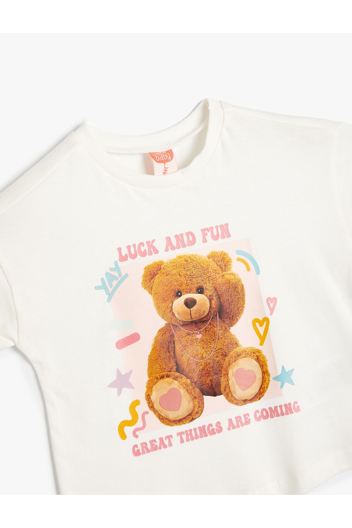 Koton-T-Shirt Teddy Bear nyomott rövid ujjú környakú pamut 3