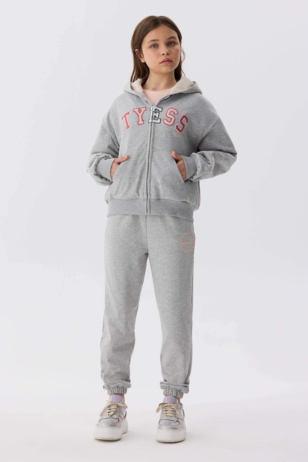 Tyess-Bg Store Girl's Gray Tracksuit Top 1