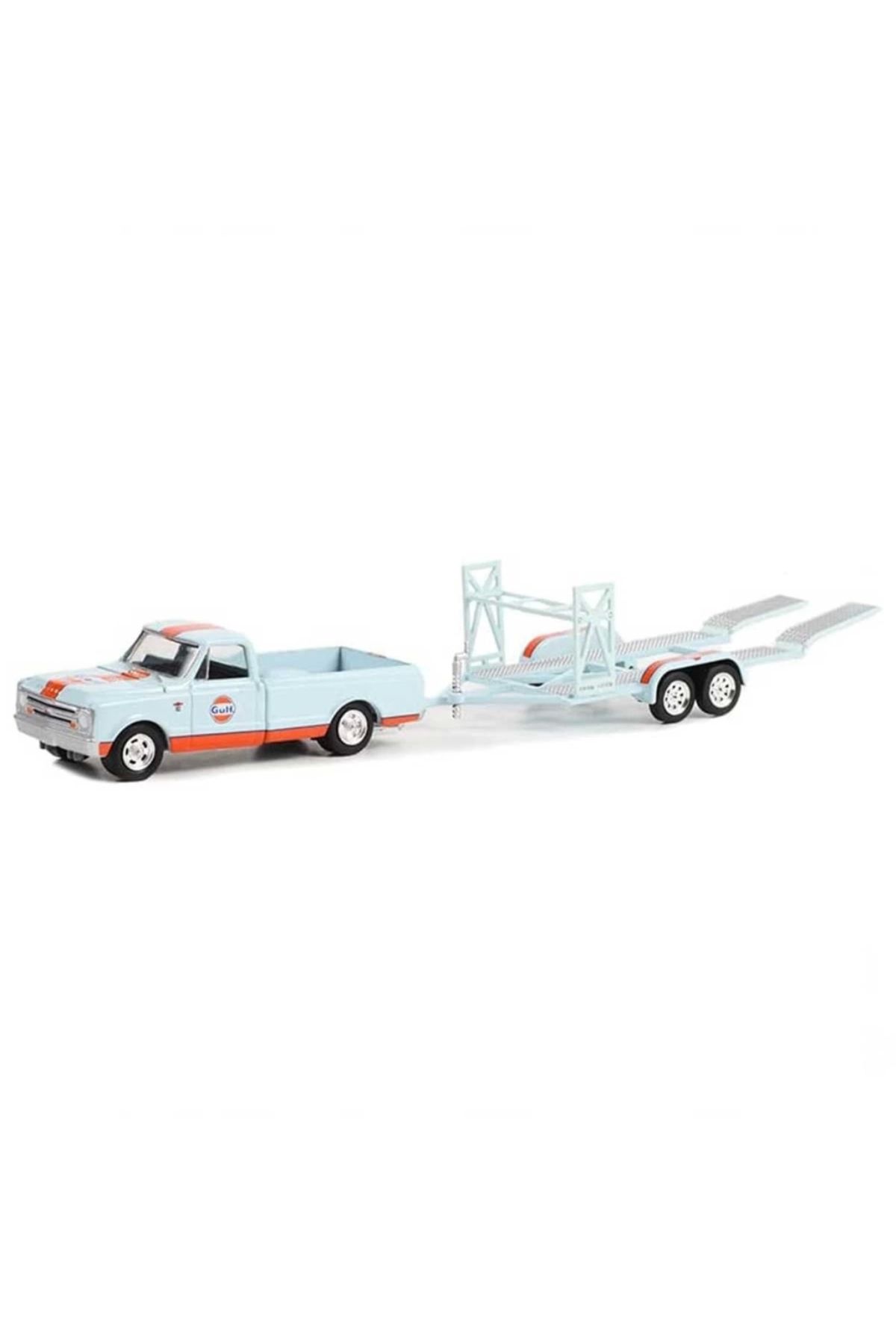 Finetoo Çocuk Greenlight 1/64 1968 Chevrolet C-10 Shortbed and Tandem Car