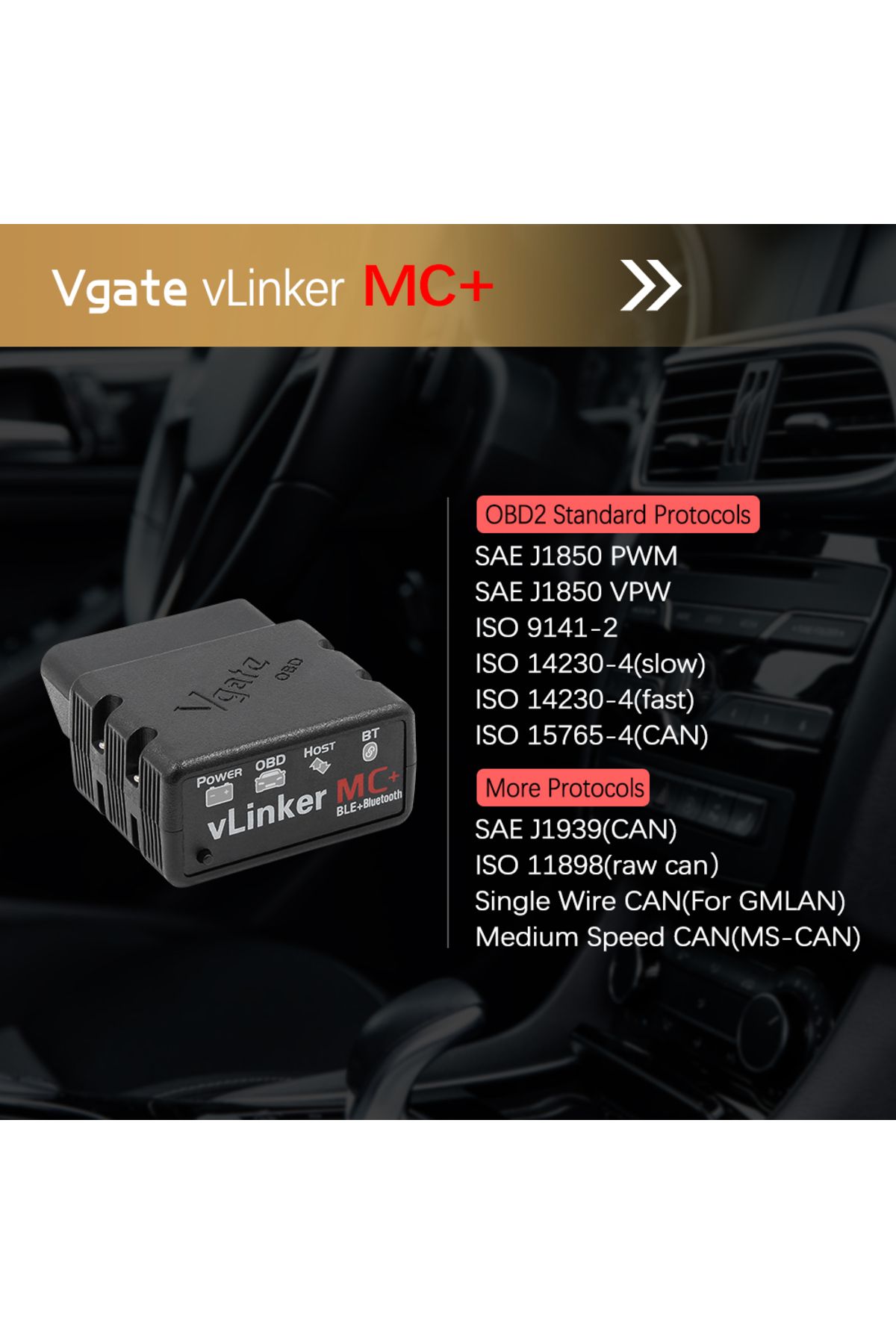 Vgate-OBDIICAT-VLinker MC+ ELM327 Bluetooth3.0/ 4.0 OBD2 ELM 327 Wifi Car Diagnostic For IOS Android Sc... 4