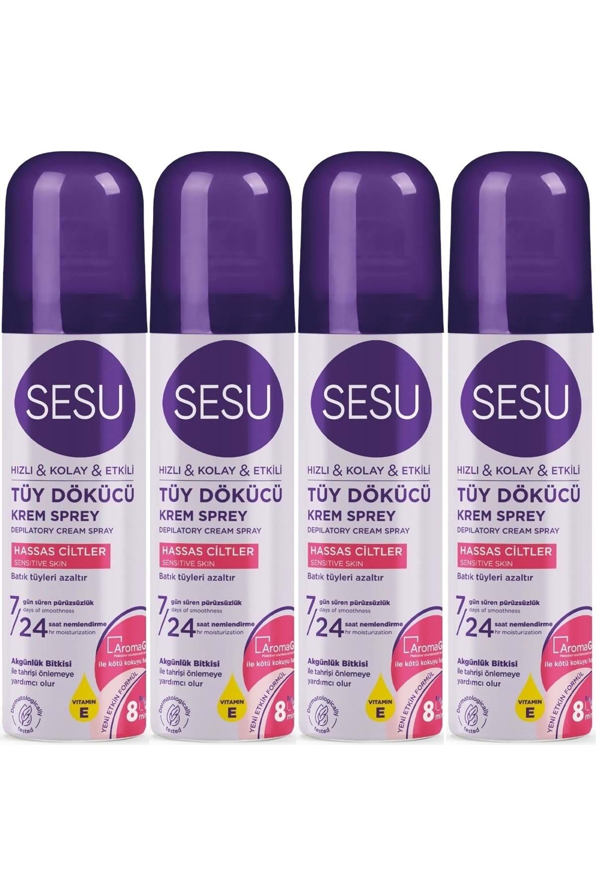 Sesu Tüy Dökücü Köpük Krem Sprey 150ML Hassas Ciltler (4 Lü Set)