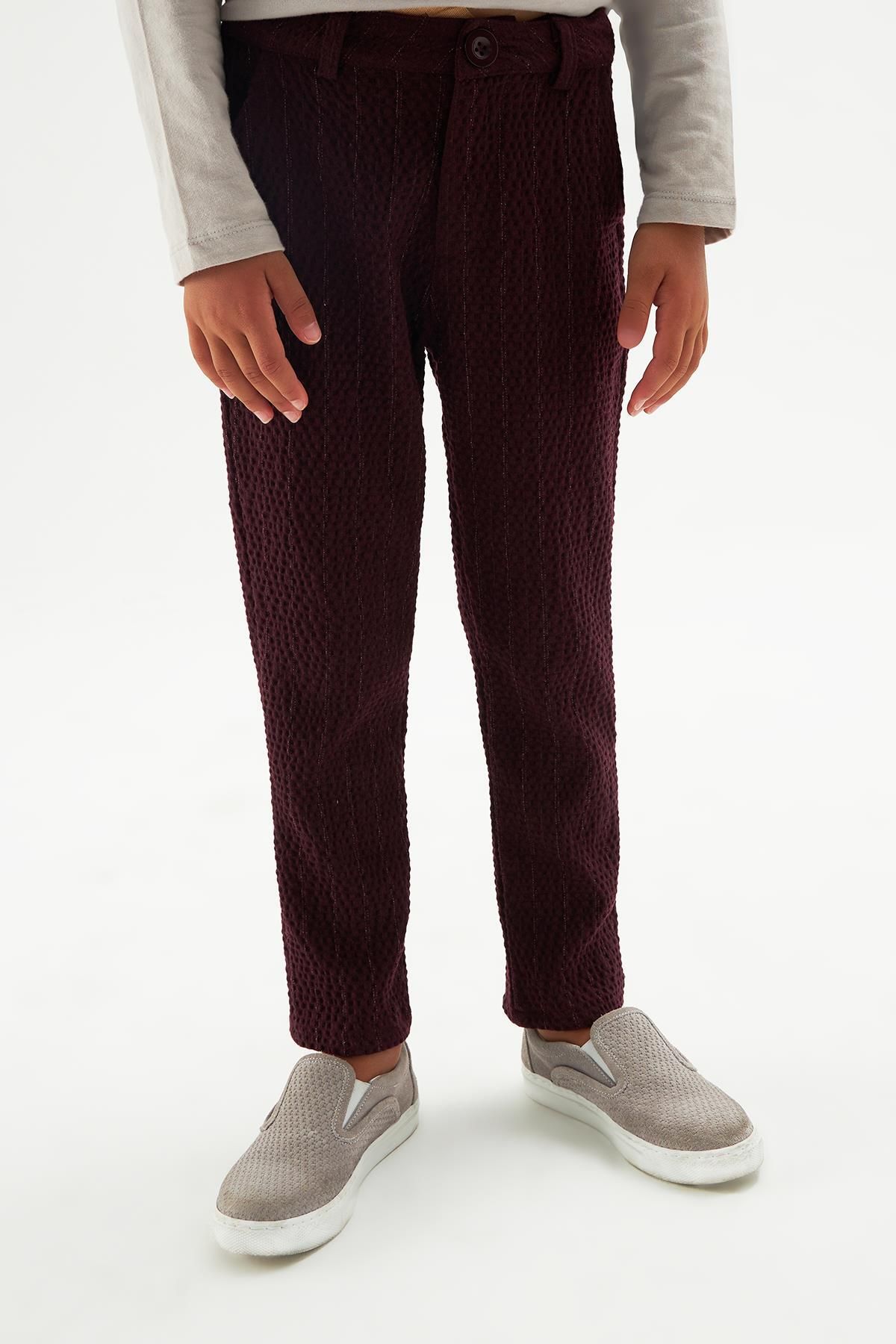 Nebbati-Bg Store Boy's Burgundy Παντελόνι 22fw0nb3225 2