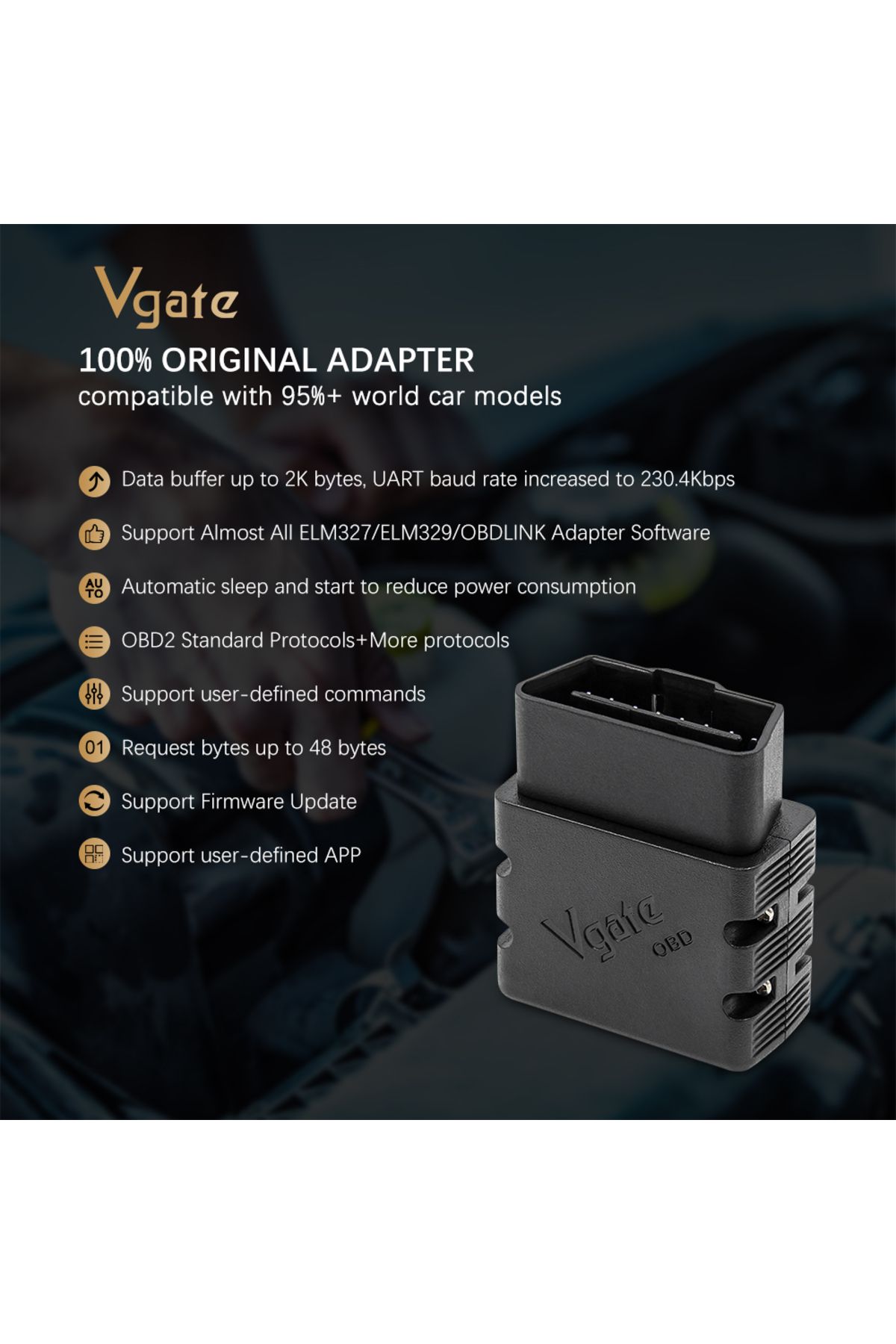 Vgate-OBDIICAT-VLinker MC+ ELM327 Bluetooth3.0/ 4.0 OBD2 ELM 327 Wifi Car Diagnostic For IOS Android Sc... 3