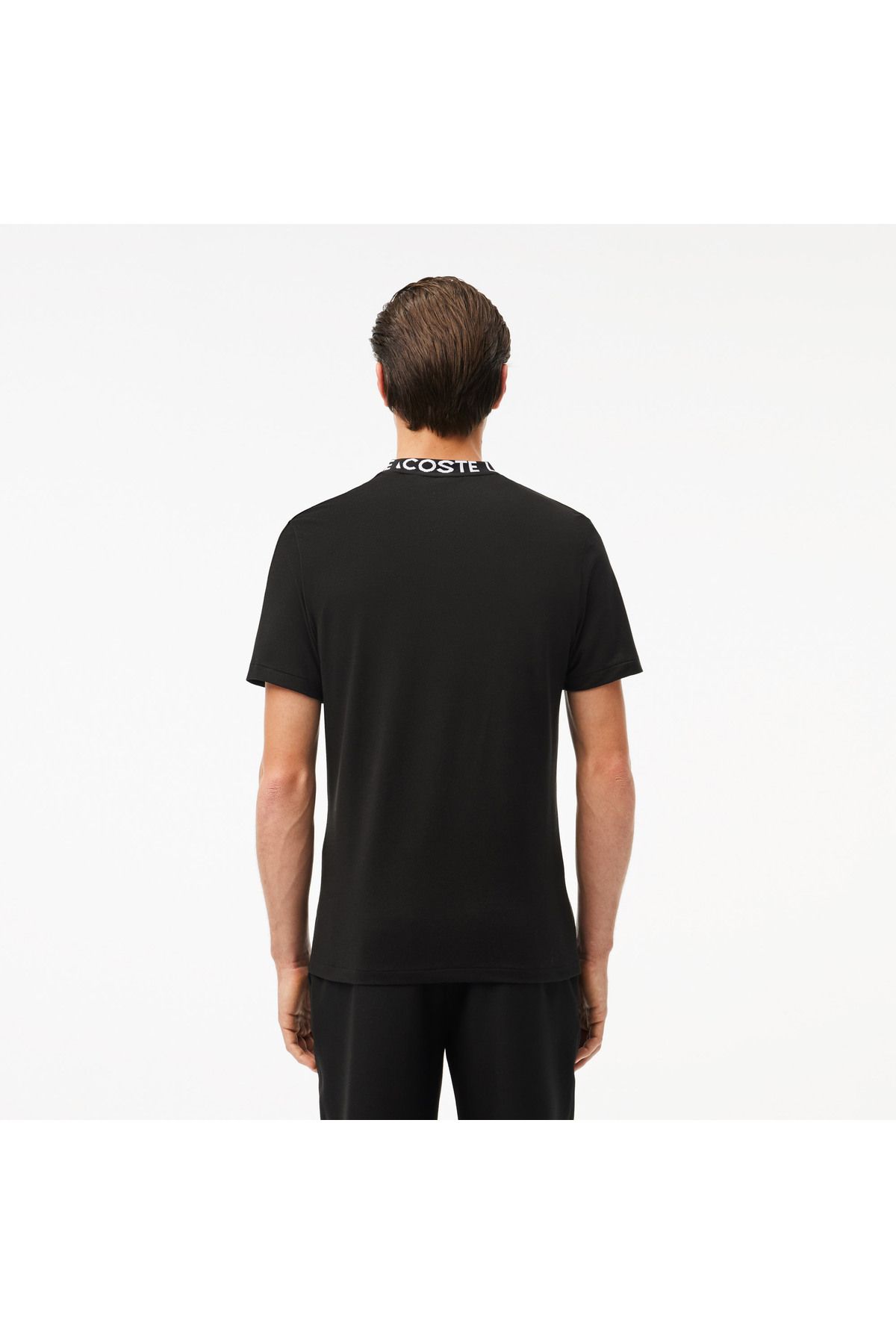 تی شرت مشکی مردانه گردن دوچرخه مناسب فعال Lacoste