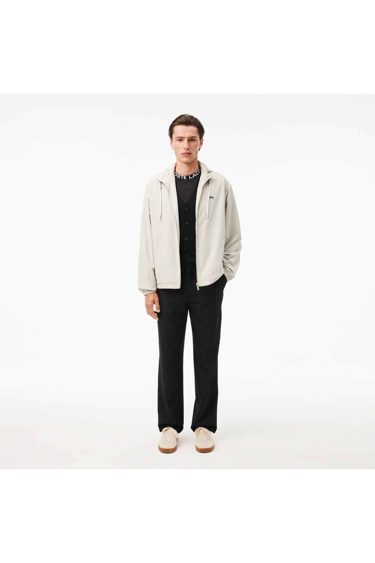 تی شرت مشکی مردانه گردن دوچرخه مناسب فعال Lacoste