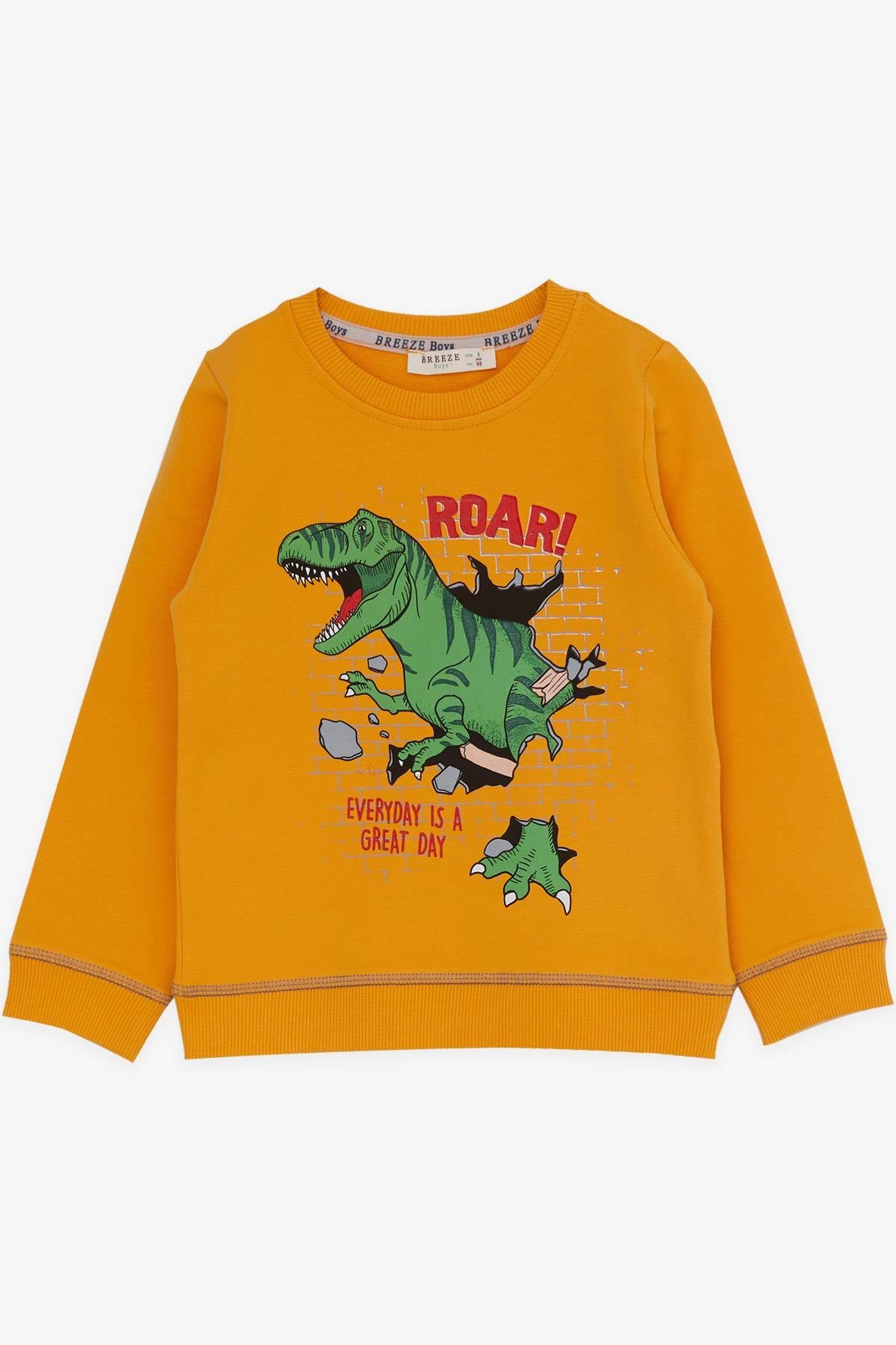 Breeze Erkek Çocuk Eşofman Takımı Dinozor Baskılı 1.5-5 Yaş, Hardal Sarı fotoğrafı 3 (önizleme)