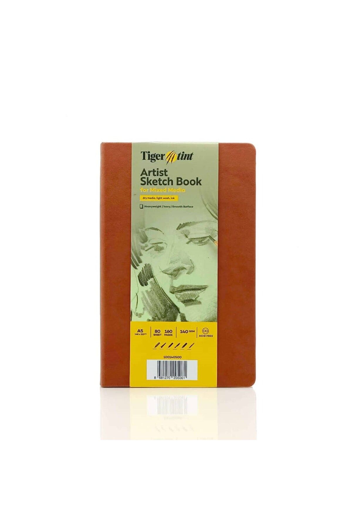 Tigertint-Sketch Book Hard Cover Sketchbook 140 Gr A5 80 Yp Taba 1