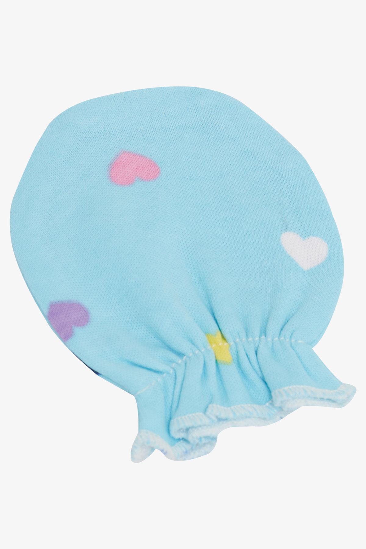 Breeze Yenidoğan Bebek Eldiveni Renkli Kalp Desenli Açık Mavi fotoğrafı 3 (önizleme)