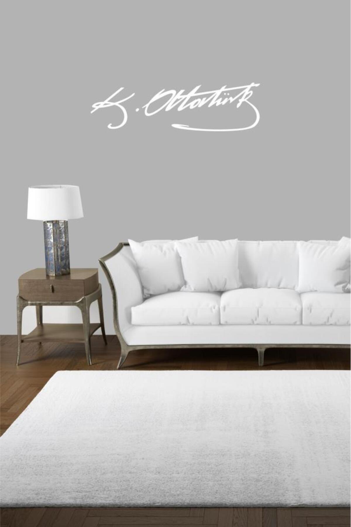 Atatürk Imza Dekoratif Duvar Sticker. Beyaz (58 Cm 1 Adet)
