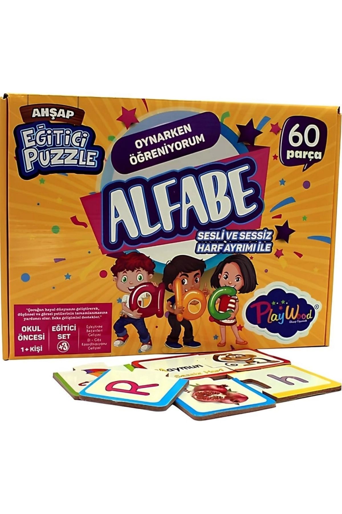 SYNOPE Çocuk Eğitici Ahşap Puzzle Alfabe