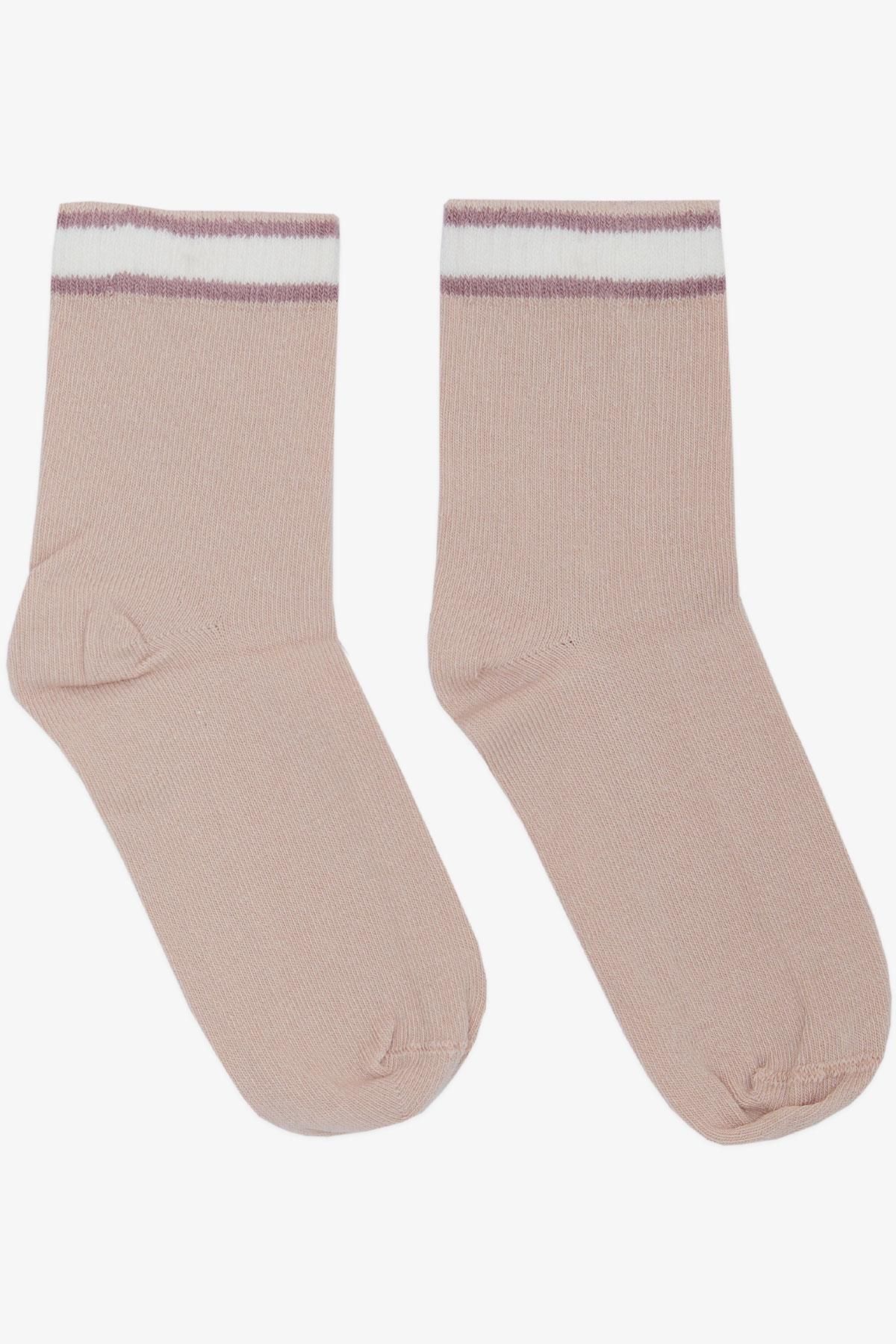 Katamino-1-14 Years Girl's Striped Socks - Dried Rose 2