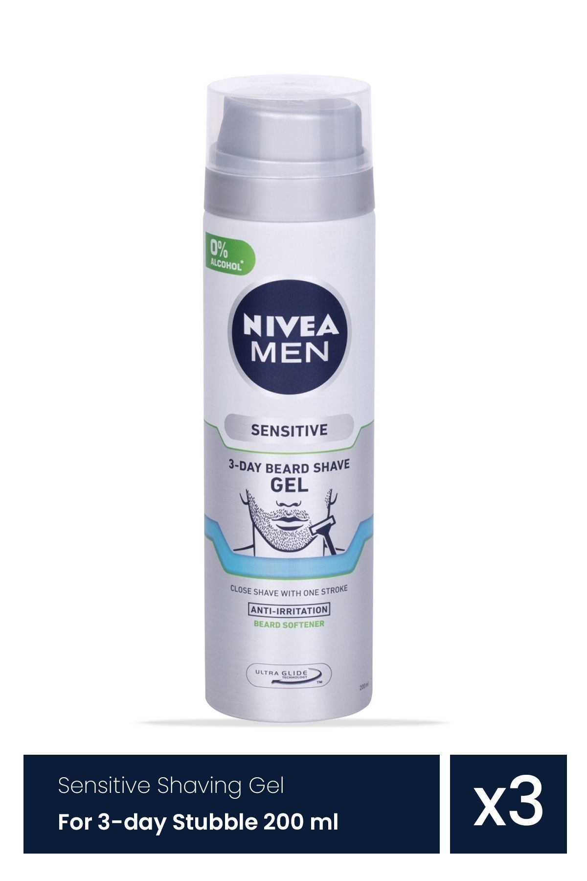 NIVEA-Men Sensitive shaving gel for 3-day stubble 3 Pieces x 200 ml 1